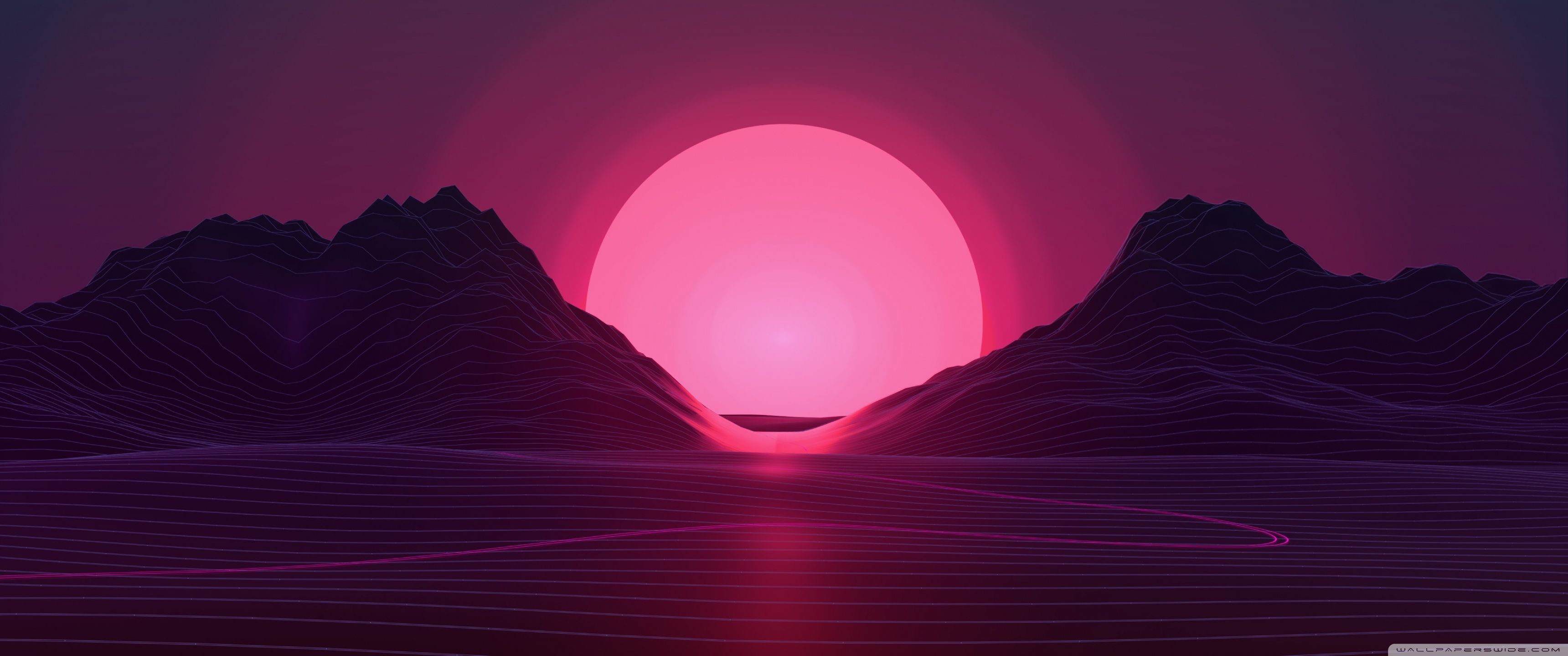 3440x1440 Synthwave Background 4K UHD Wallpaper for UltraHD Desktop and TV : Widescreen and UltraWide Display : Dual and Triple Monitor : Smartphone and Tablet Devices