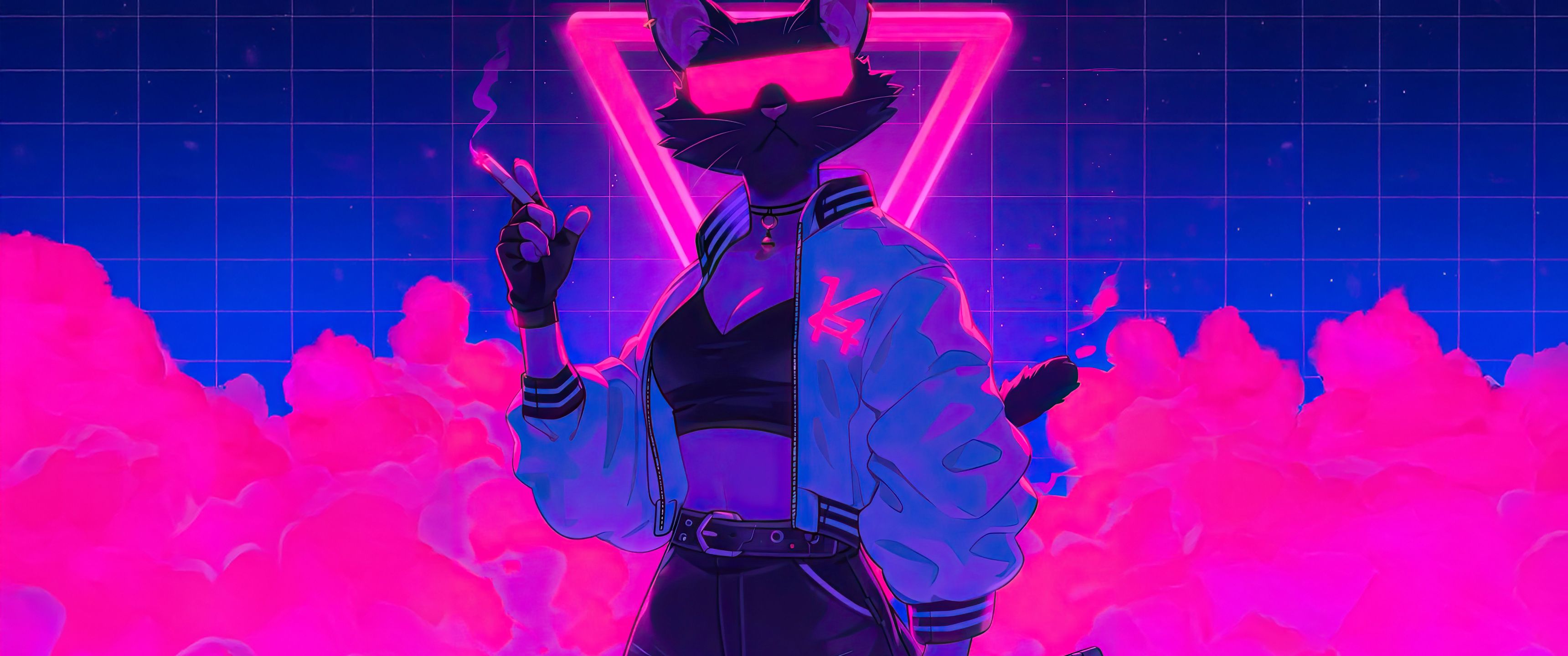 3440x1440 Synthwave Samurai Cat UltraWide Quad HD 1440P , HD 4k Wallpaper , Image, Background, Photos and Picture