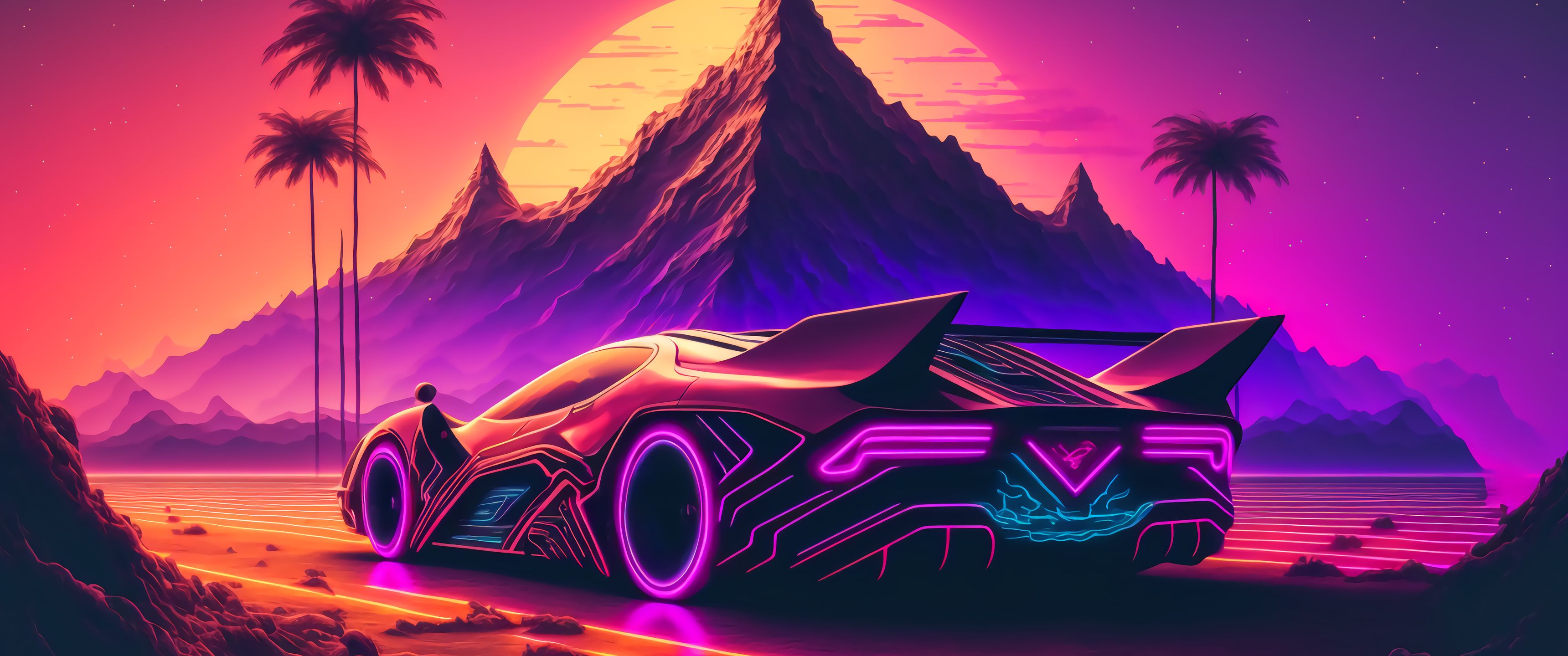 3440x1440 Synthwave Sports Car UltraWide Quad HD 1440P , HD 4k Wallpaper , Image, Background, Photos and Picture