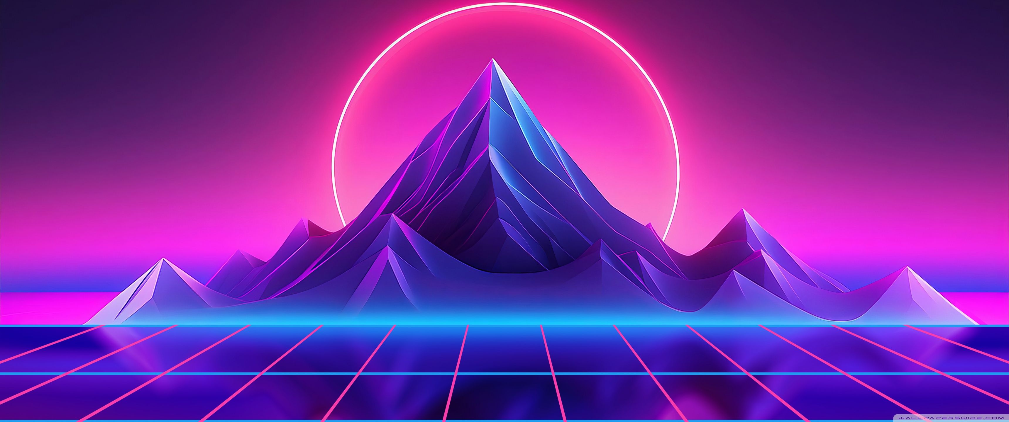 3440x1440 Mountain Synthwave Landscape 4K UHD Wallpaper for UltraHD Desktop and TV : Widescreen and UltraWide Display : Smartphone and Tablet Devices