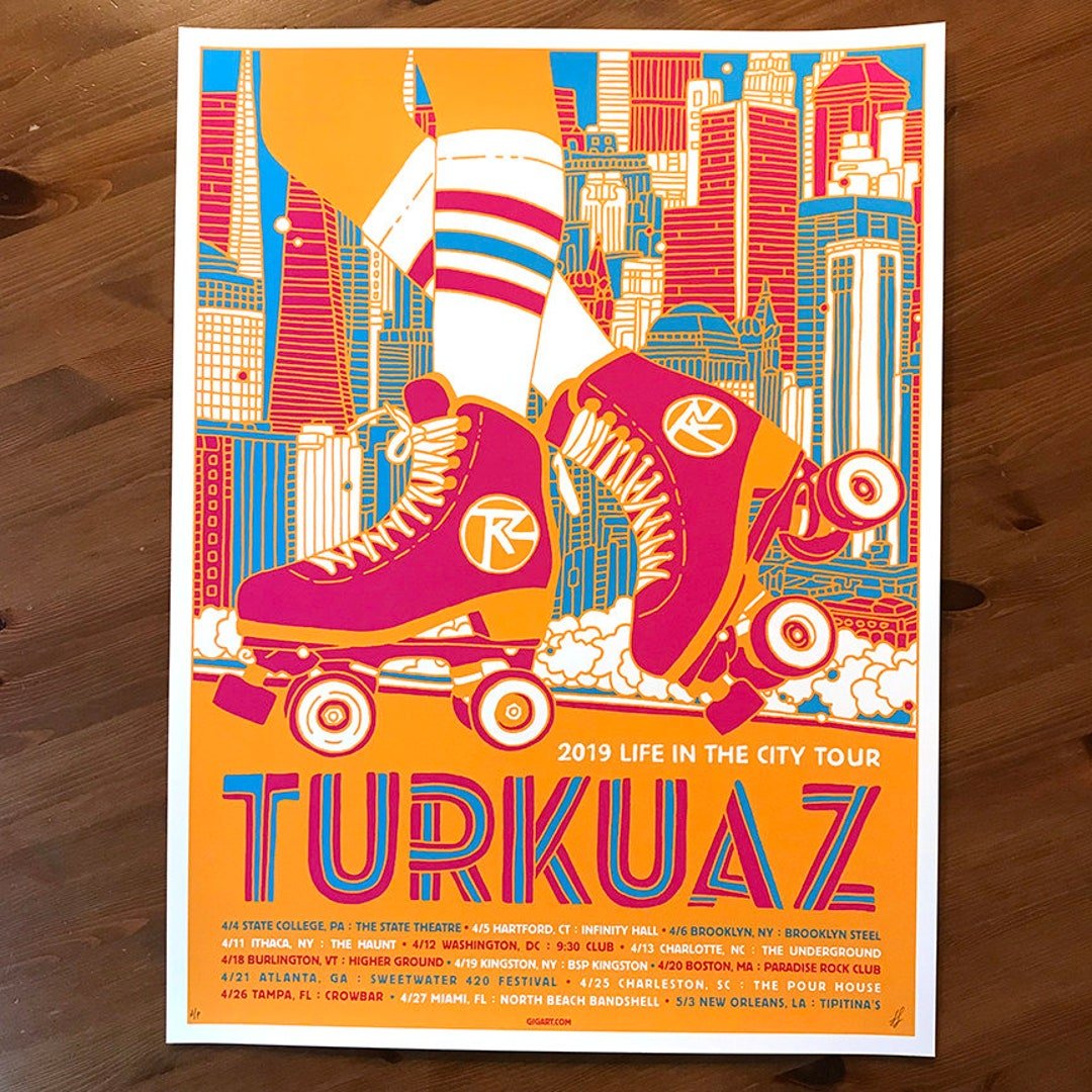 1080x1080 Turkuaz Spring 2019 Life in the City Tour Rollerskate Bright Colors Gigposter Poster