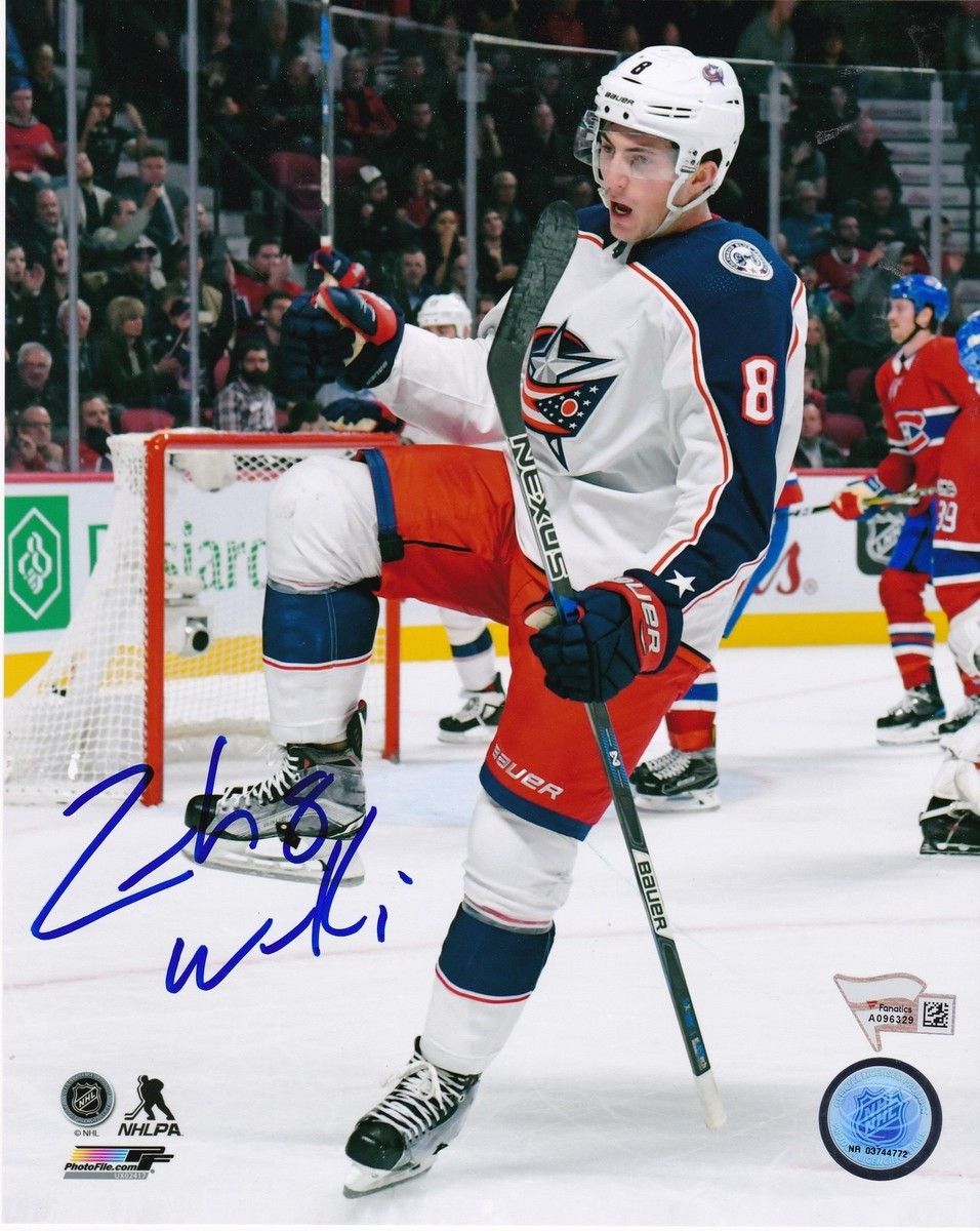 956x1200 ZACH WERENSKI COLUMBUS BLUE JACKETS ACTION SIGNED 8x10
