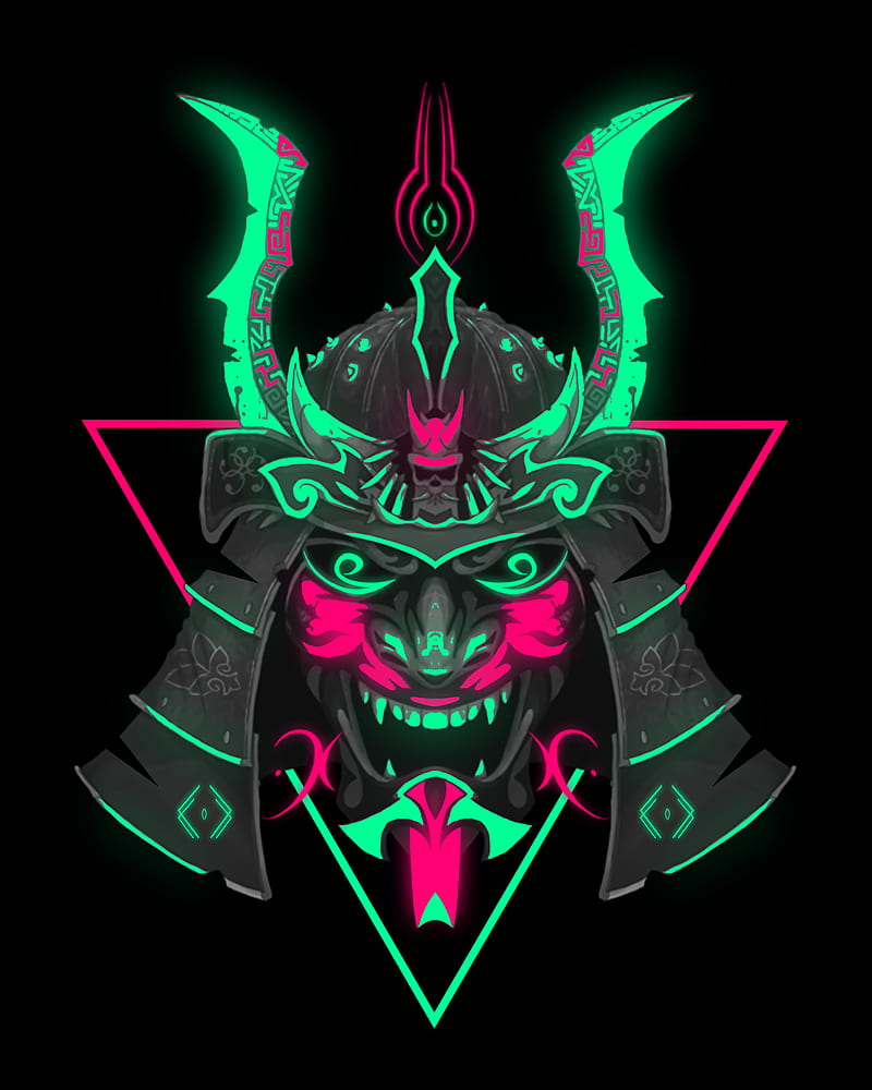 800x1000 Topeng oni anime, jepang, neon, topeng oni, samurai, shinobi, jiwa, Wallpaper ponsel HD