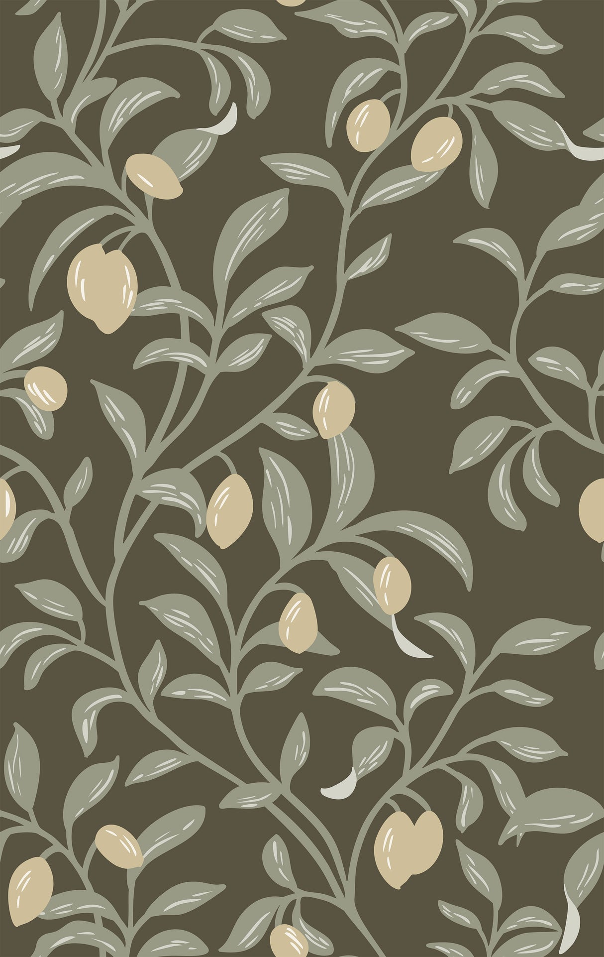 1214x1922 Olive Tree Wallpaper Elegance by Danelys Sidron 24''W x 100''H / Smooth Vinyl Peel & Stick / Midnight