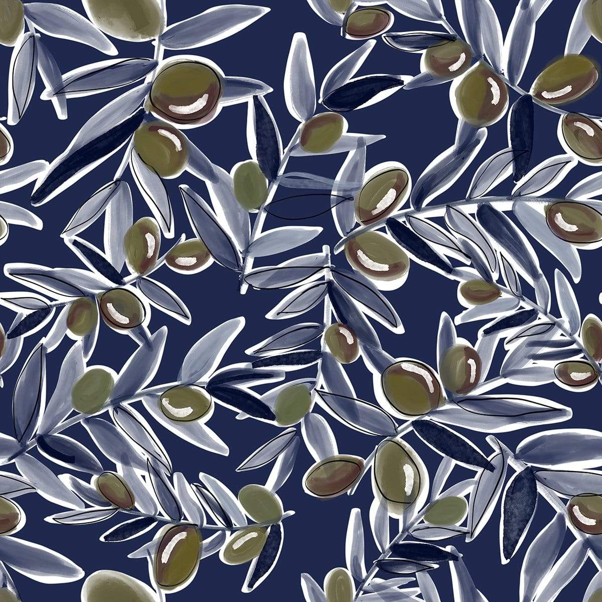 1200x1200 Olive Branch Peel and Stick Wallpaper 25” wide by 120” high / Traditional