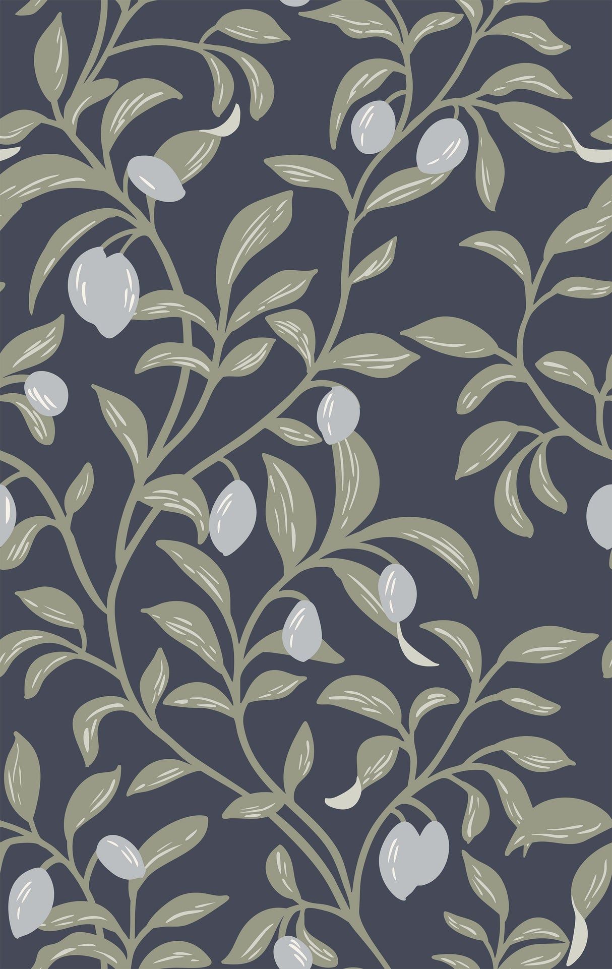 1214x1922 Olive Tree Wallpaper Elegance by Danelys Sidron 24''W x 100''H / Smooth Vinyl Peel & Stick / Midnight