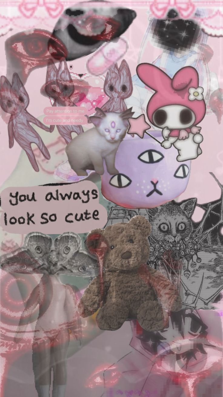 736x1308 cutegore #kawaii #pink #eyes #dollcore