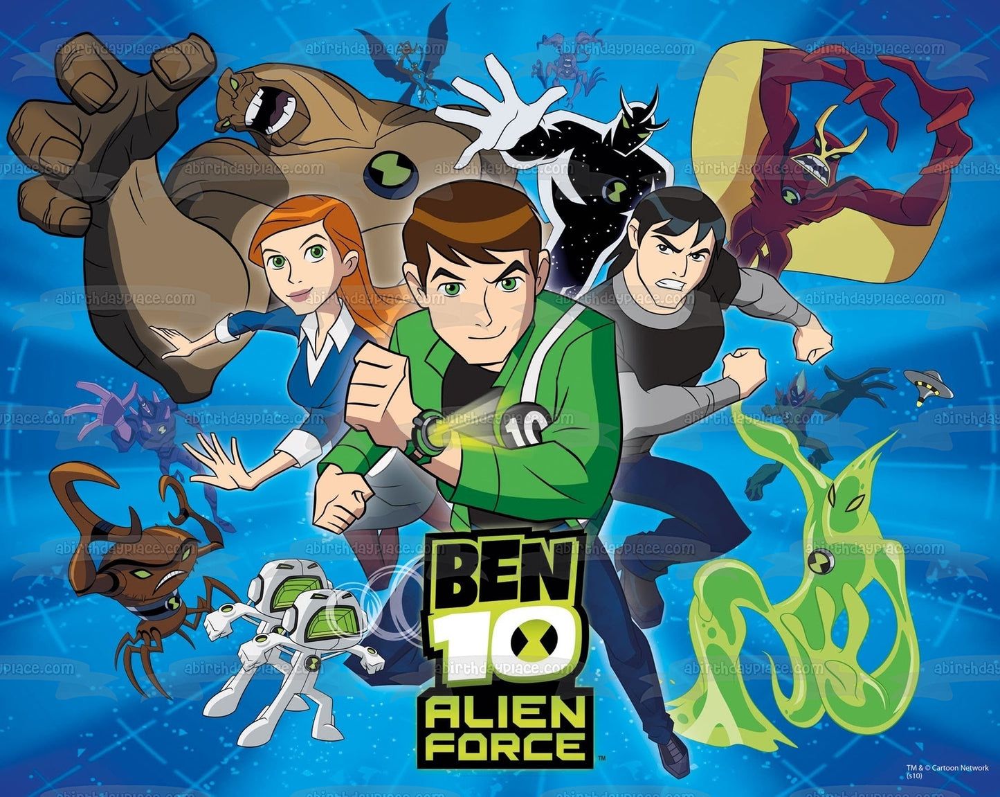 1445x1151 Ben 10 Alien Force Ben Prime Gwen Tennyson Kevin Levin Heatblast Edible Cake Topper Image ABPID08459