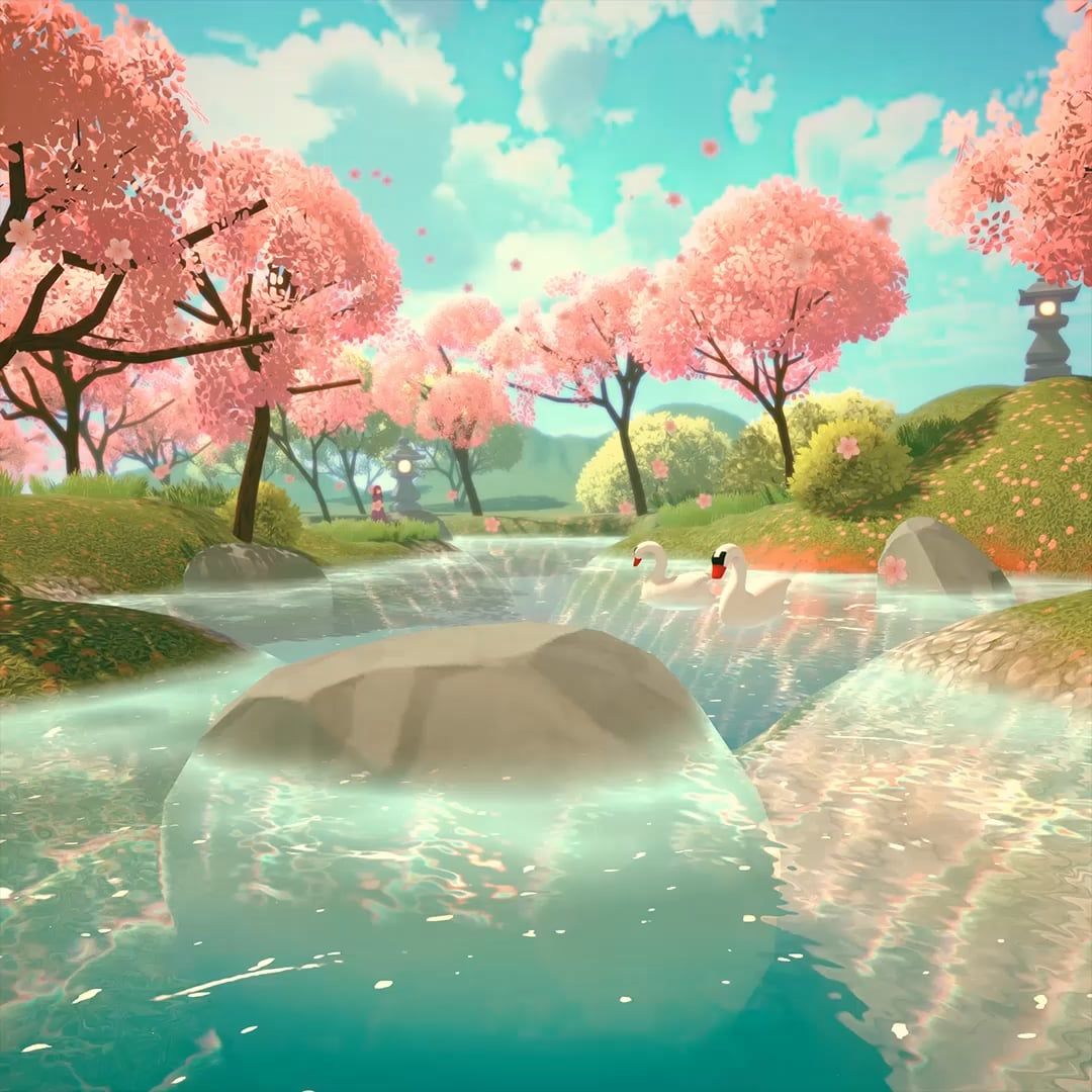 1080x1080 Sakura Garden Game Level Design