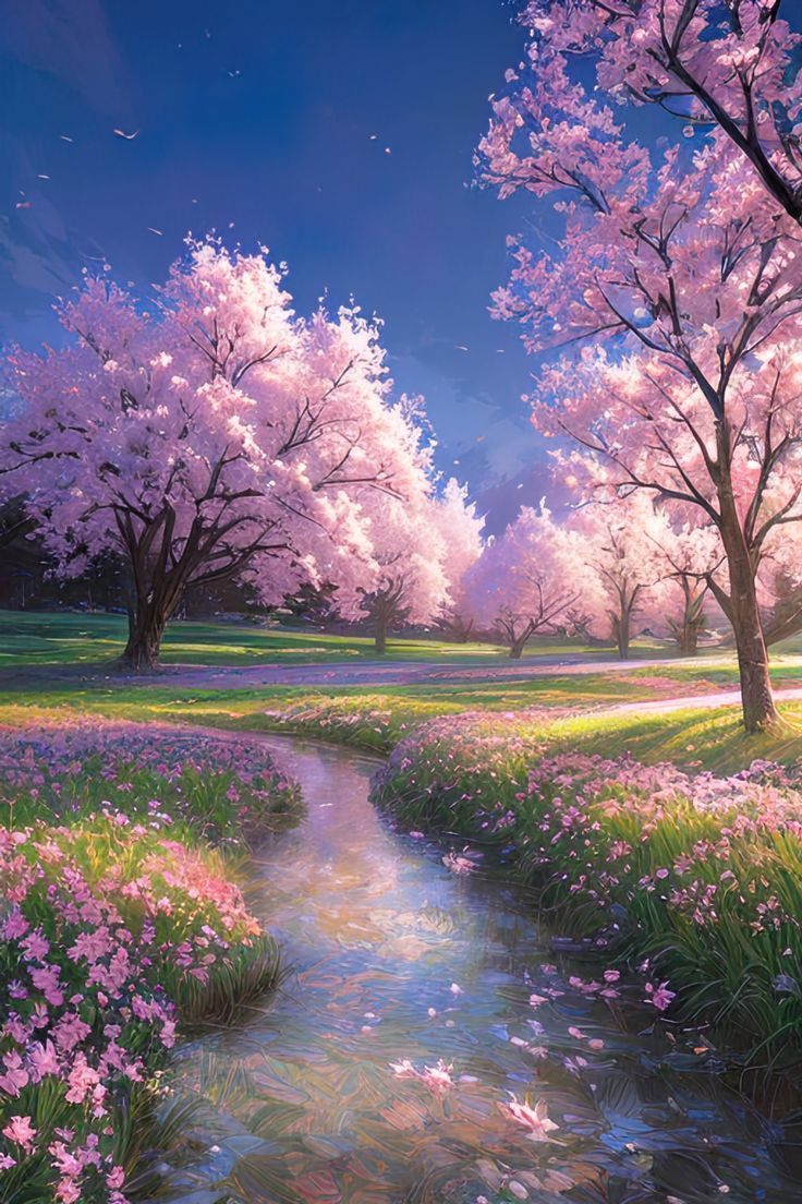 736x1104 Captivating Sakura Trees. Beautiful landscape photography, Dreamy landscapes, Pretty wallpaper