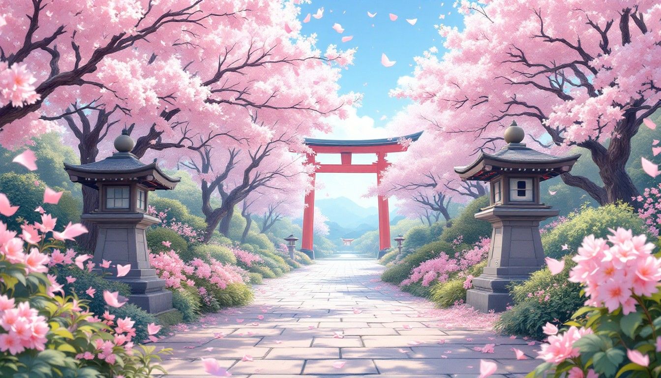 1344x768 Free Cherry Blossom Sanctuary Image, Cherry, Blossoms