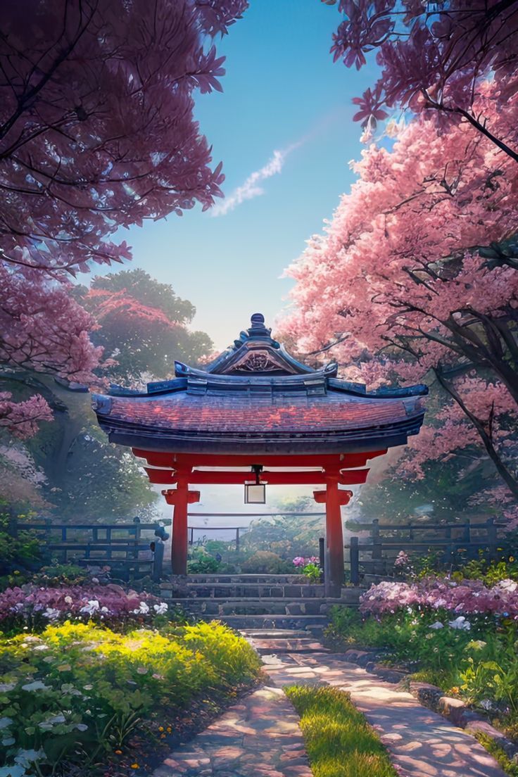 736x1104 Garden Blooming with Beautiful Flowers