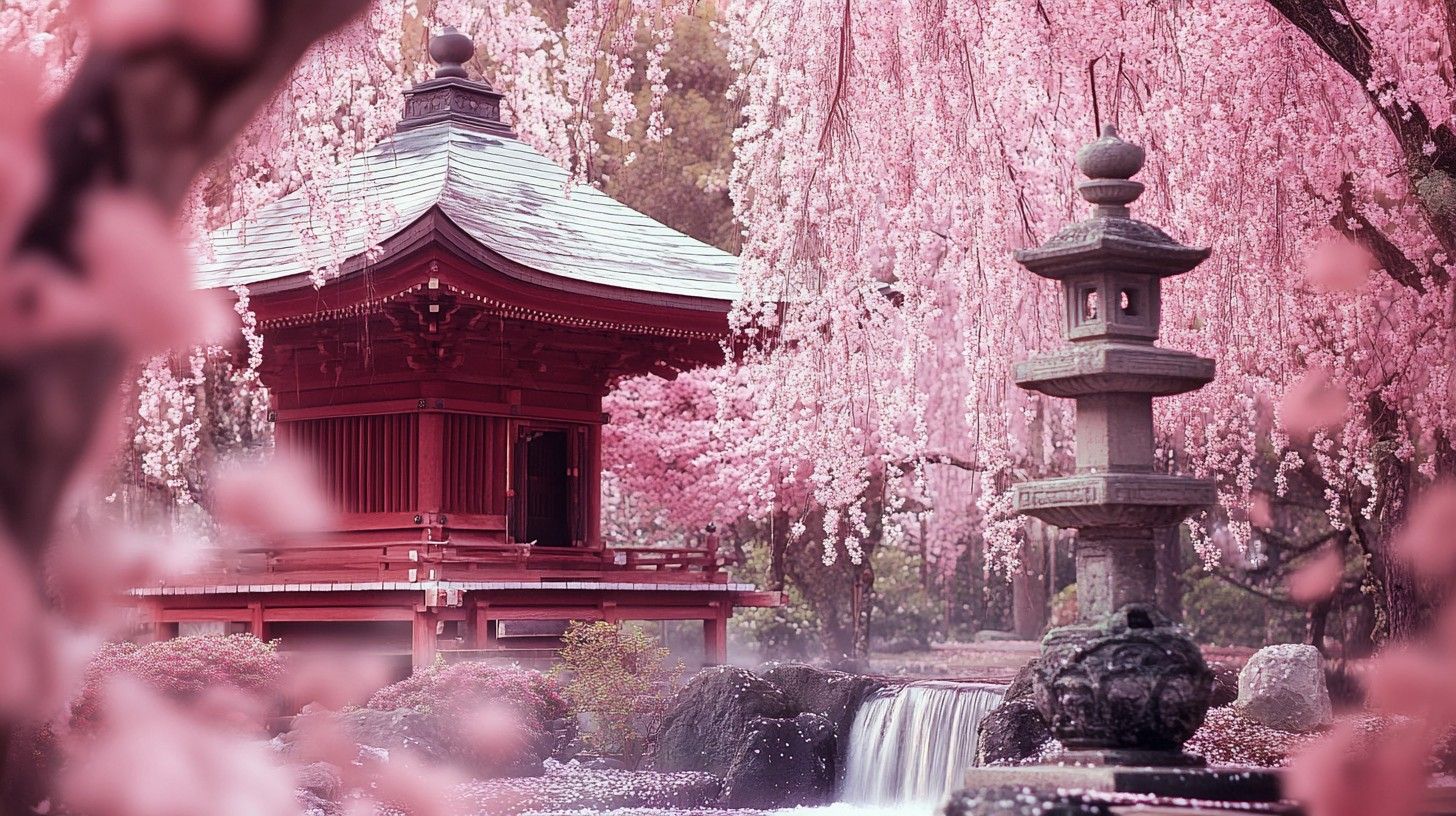 1456x816 Free Serene Sakura Sanctuary Image, Sakura, Garden