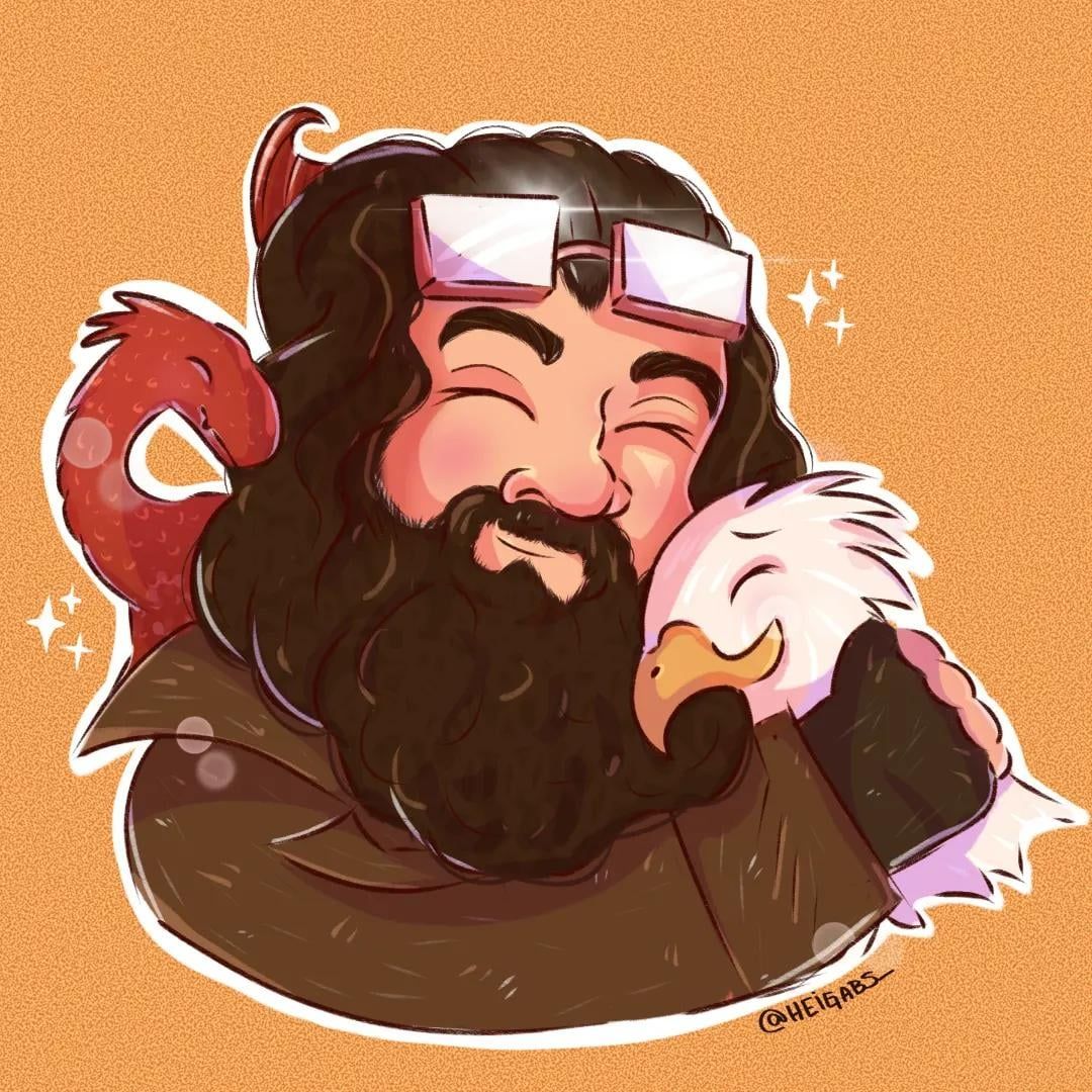 1080x1080 hi guys I made this illustration of hagrid one of my favorite characters from HP that marked my childhood, this loss is very sad ❤