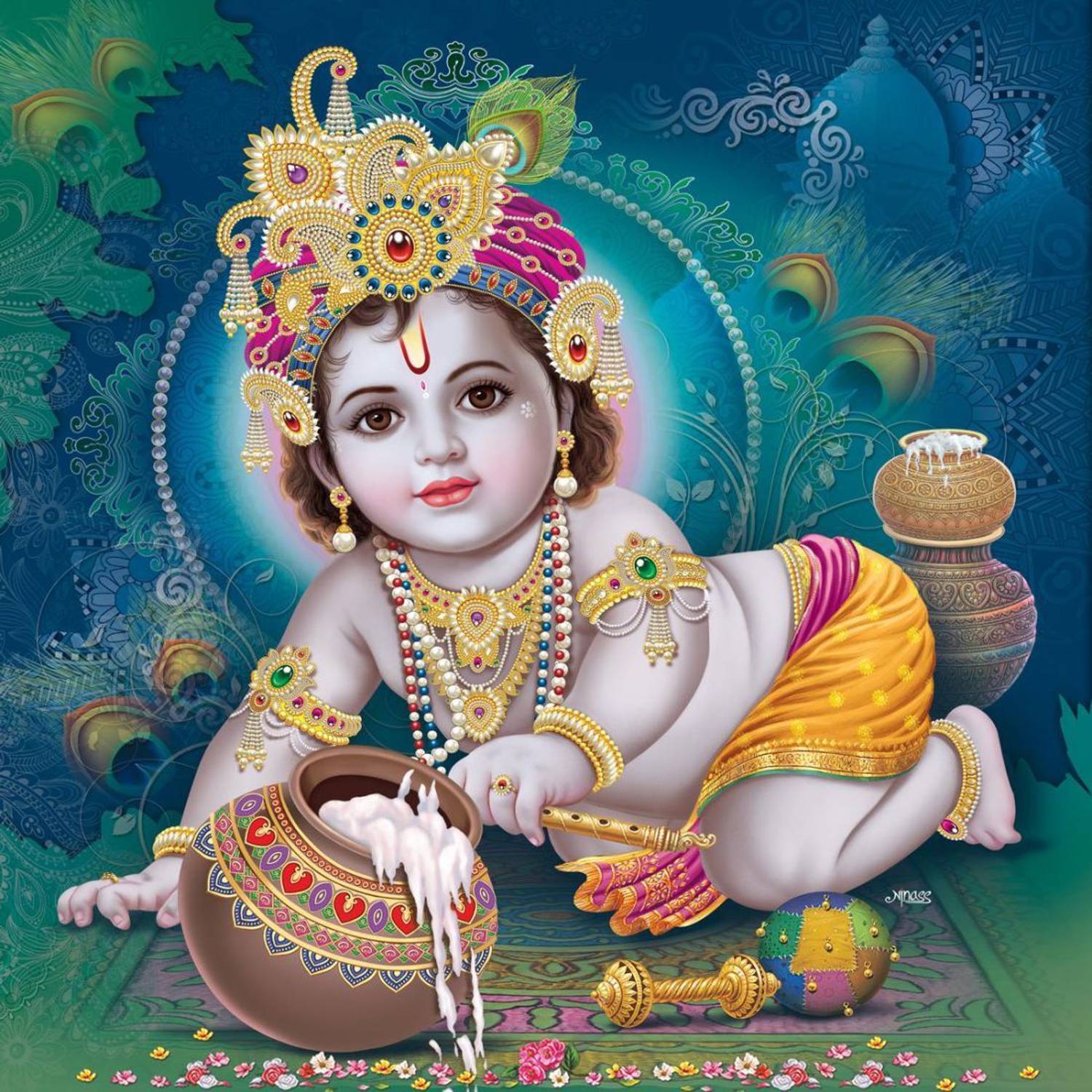 1500x1500 voorkoms 20 cm Bal Krishna Kanha Ji Photo Poster Home Décor Wall Décor Puja Room 8x8 Inch Self Adhesive Sticker Price in India voorkoms 20 cm Bal Krishna Kanha Ji