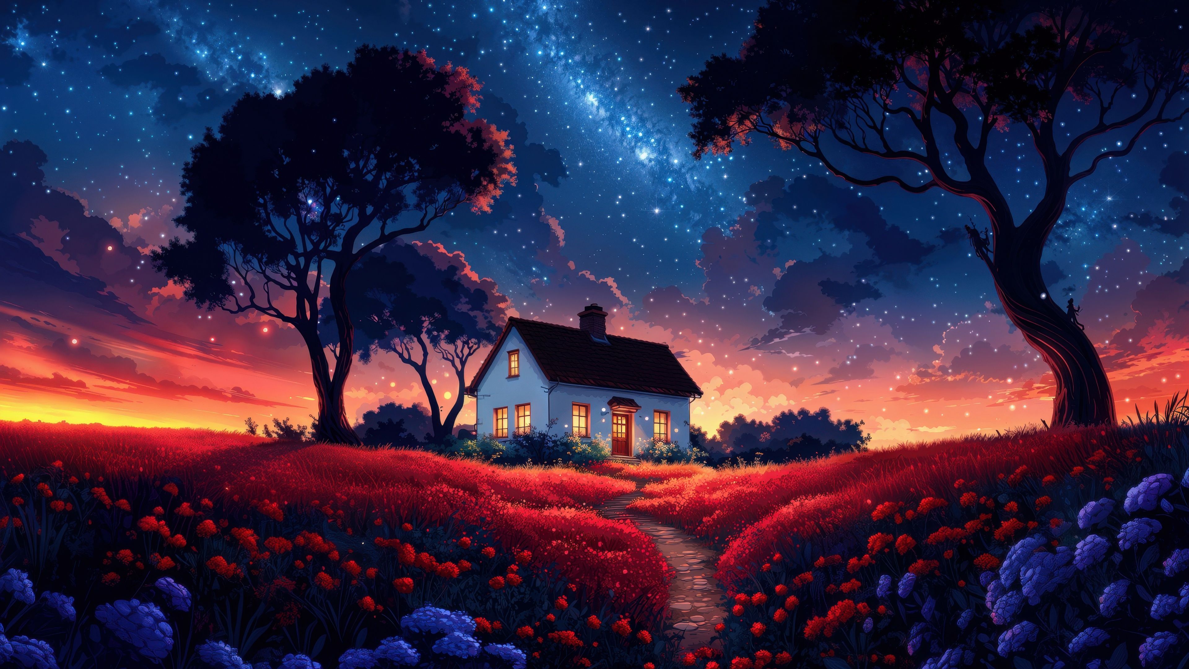 3840x2160 Surreal Wallpaper 4K, Scenery, AI art, Landscape, Night