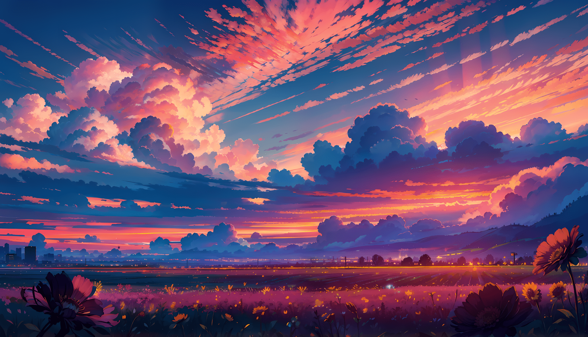 1920x1102 4K Ultra HD AI Landscape: Radiant Sunset Horizonsx2240