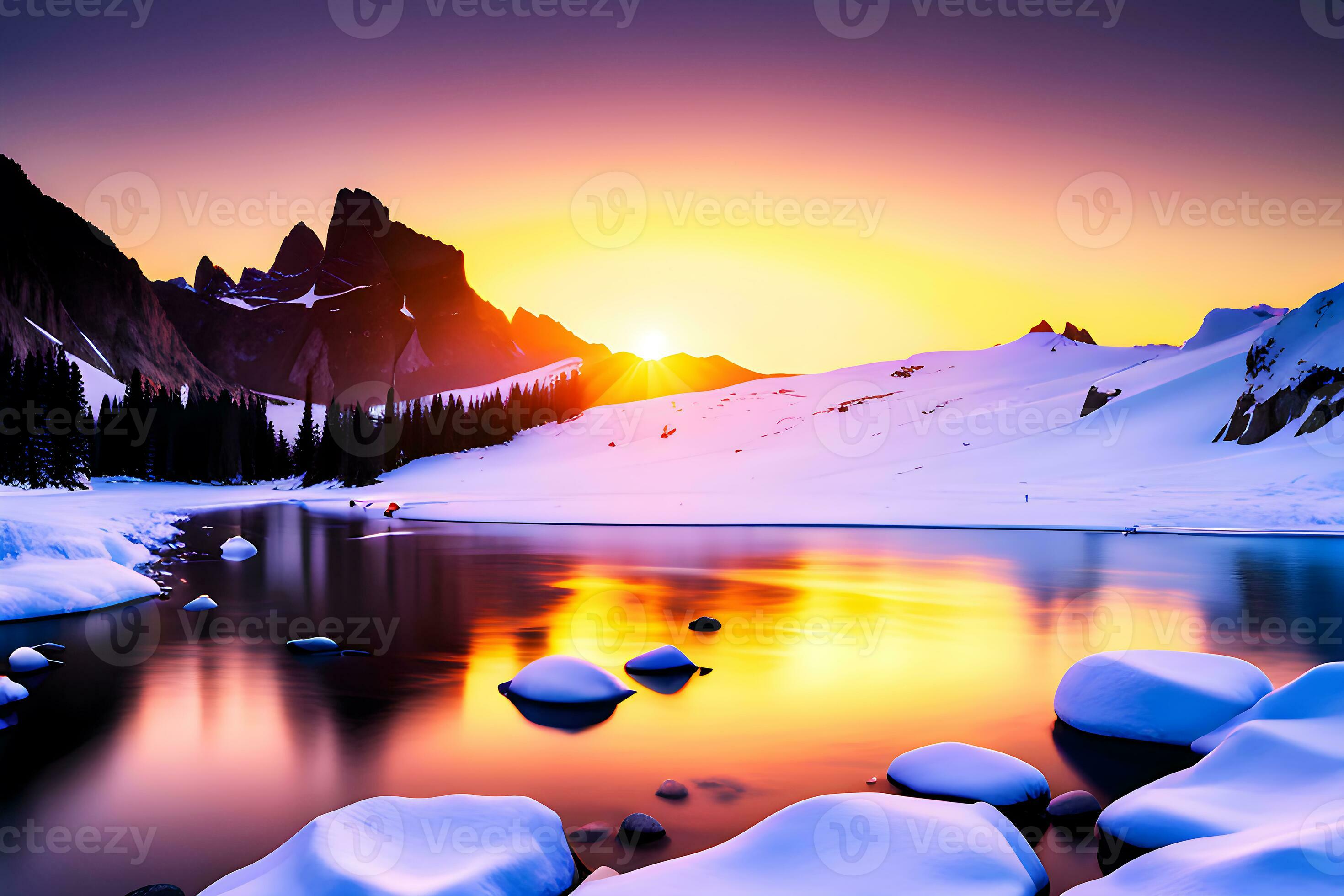 2940x1960 Beautiful Scenery ultra HD Sunset Wallpaper. AI generated