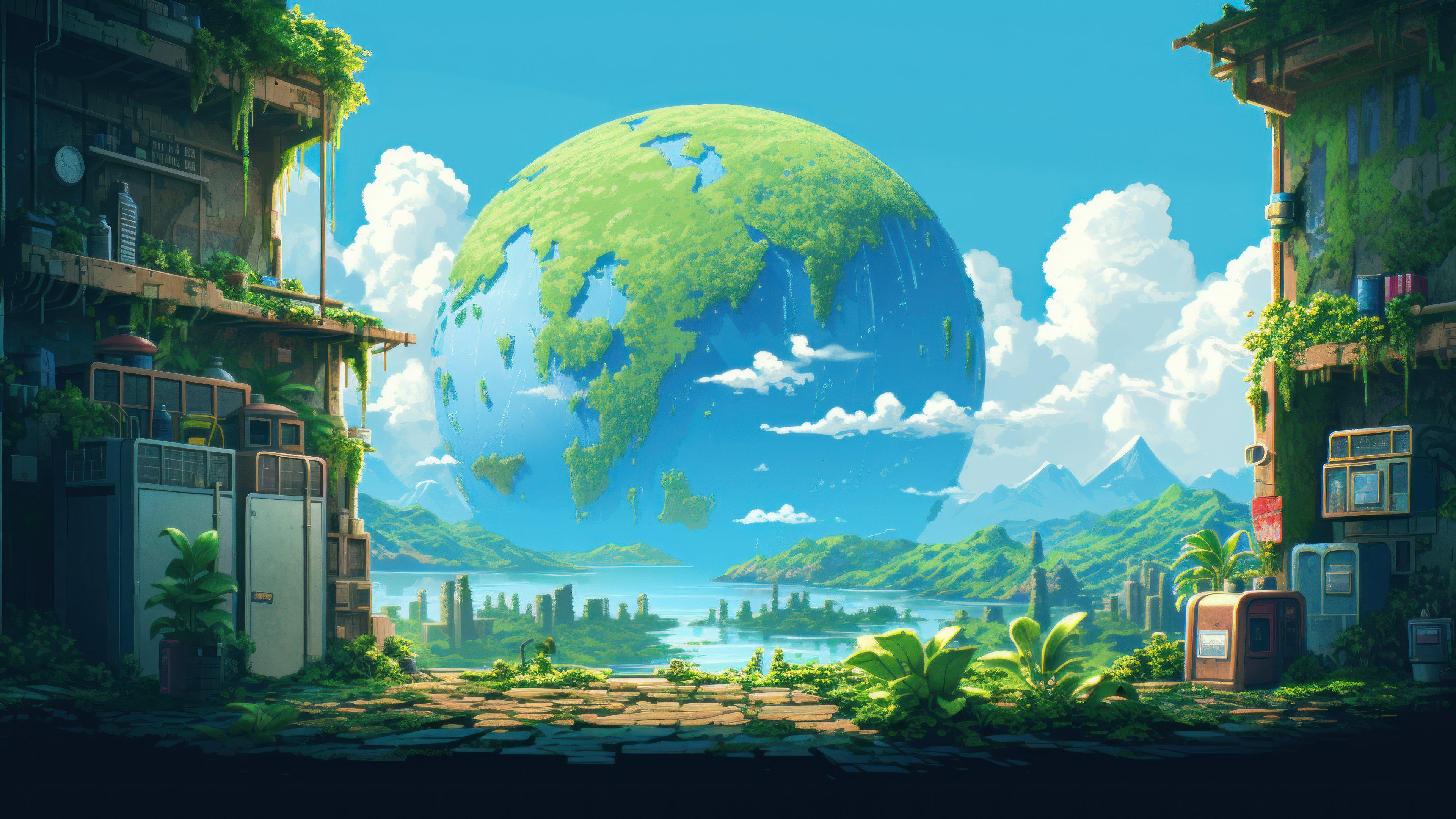 3840x2160 Planet Earth Pixel Art AI Generated [1920x1080]
