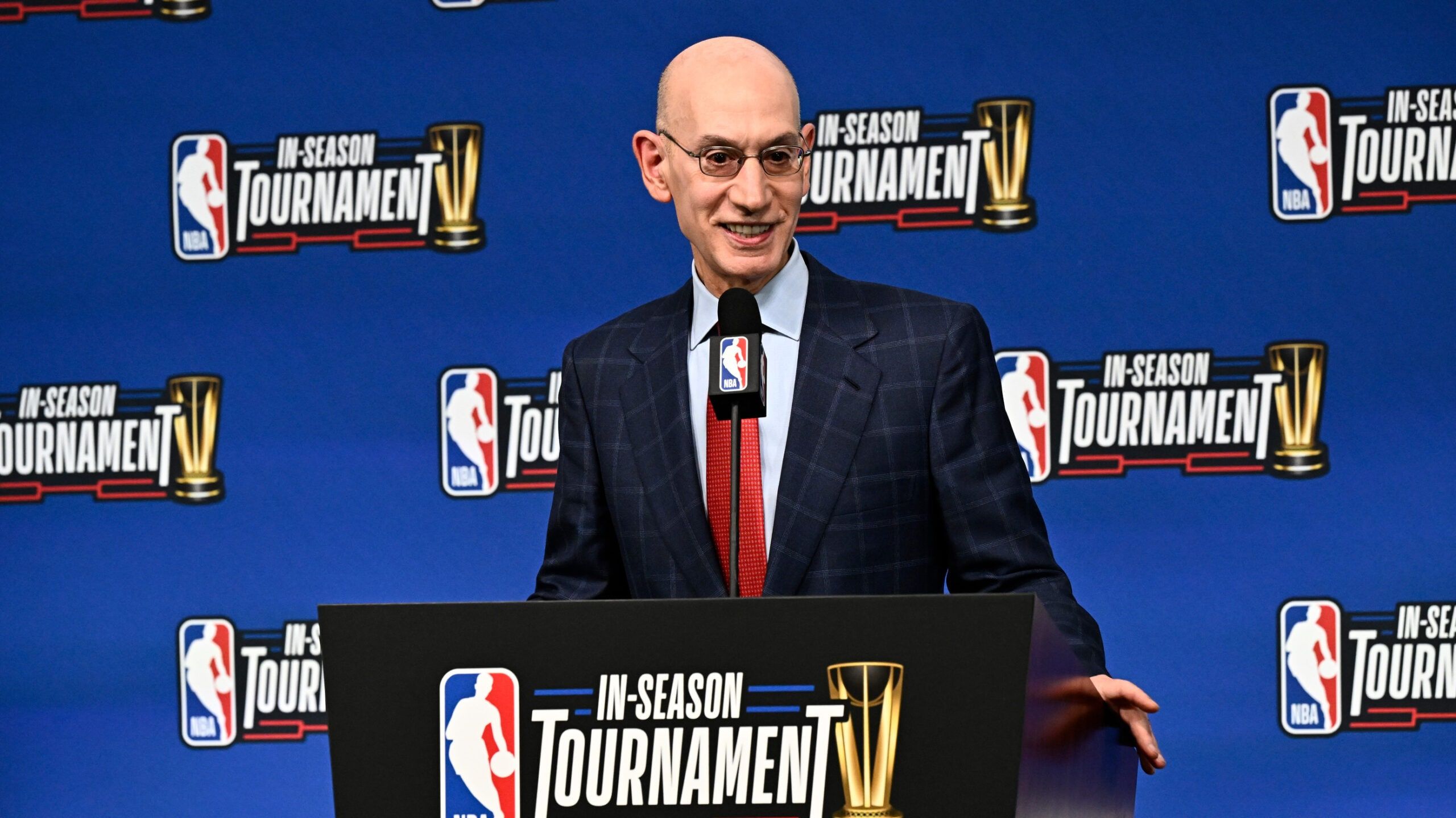 2560x1440 Commissioner Adam Silver Happy With Success Of In Season Tournament, Open To Changes