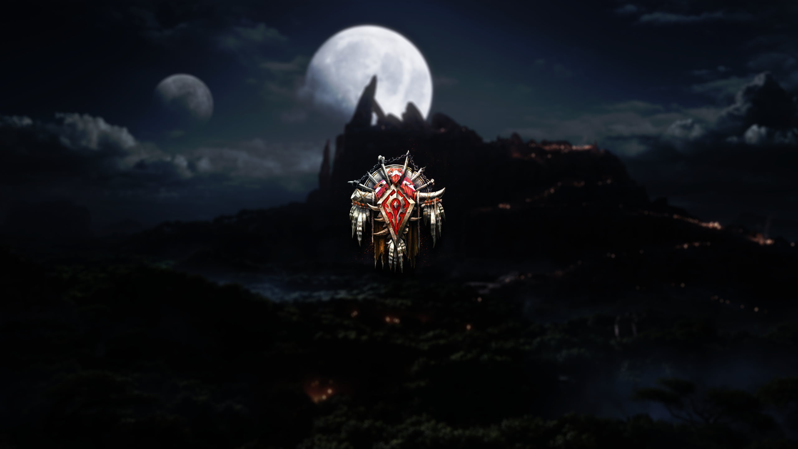 2560x1440 Gray and red logo, World of Warcraft, horde, crest, digital art HD wallpaper