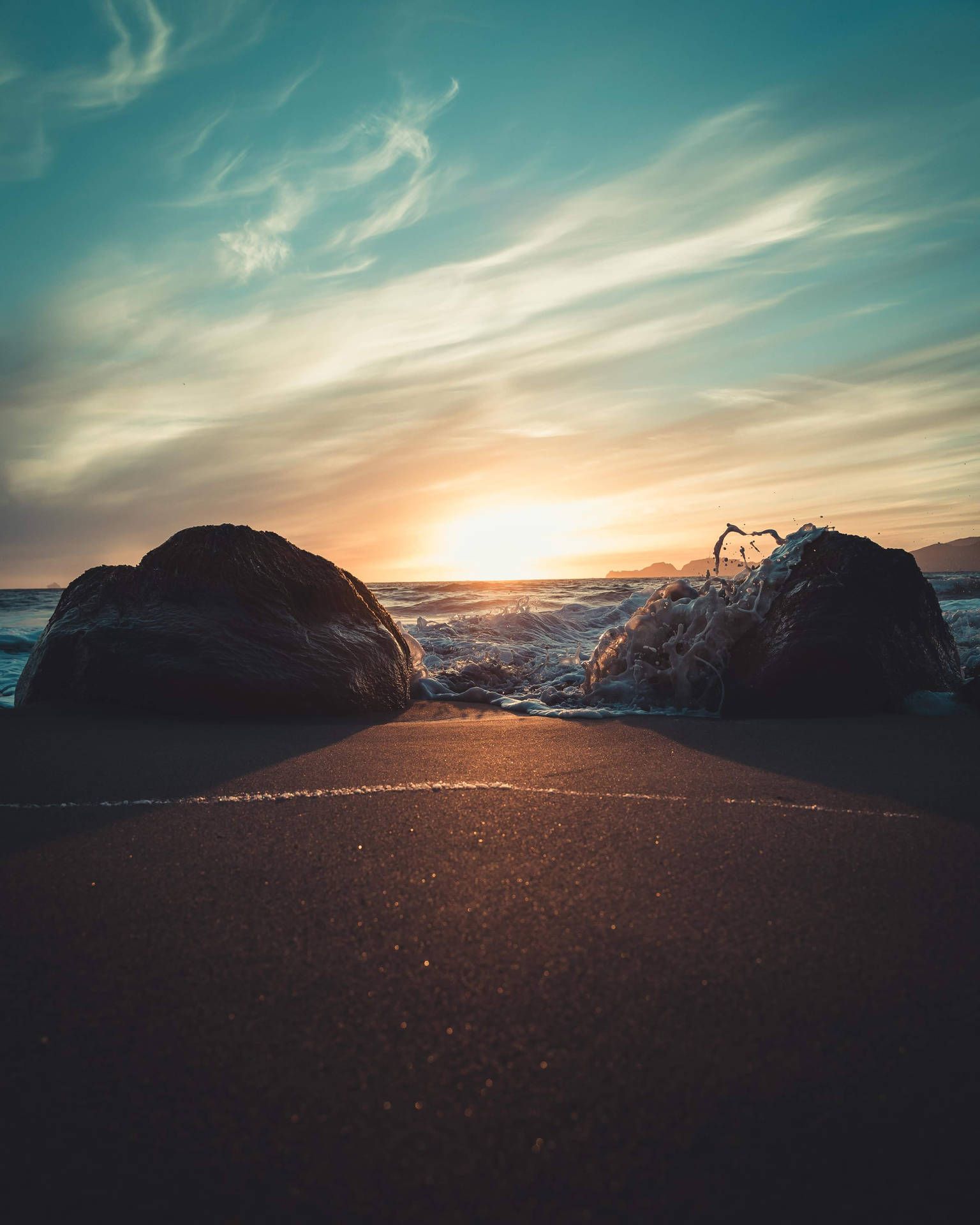 1536x1920 Download Take in the beautiful sunset at the beach. Wallpaper