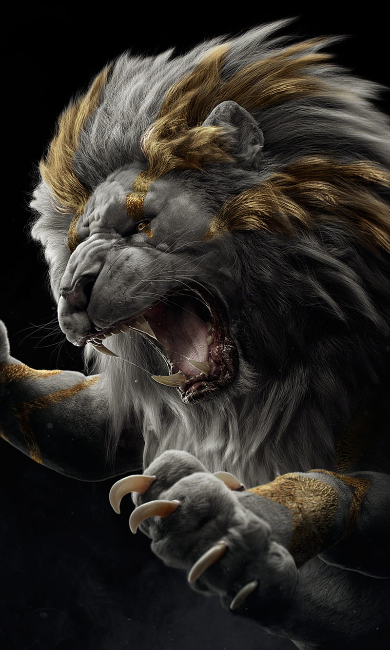 800x1333 HD lion on attack wallpaper