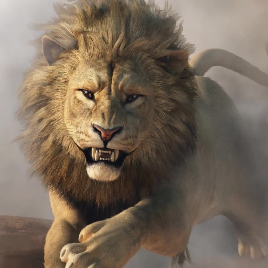 1080x1080 Lion Attack, Wildlife Themed Art Print