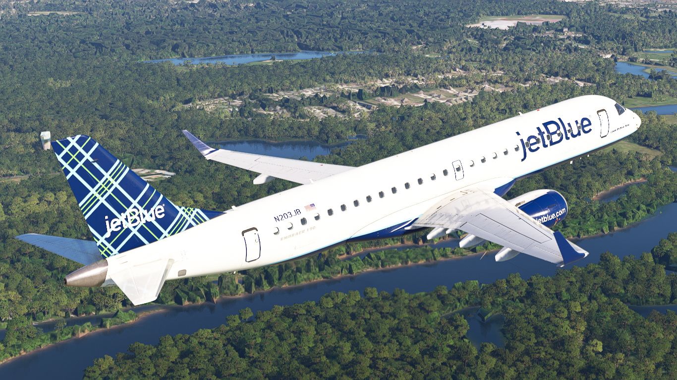 1366x768 JetBlue Airways N203JB Embraer 190 Liveries for MSFS