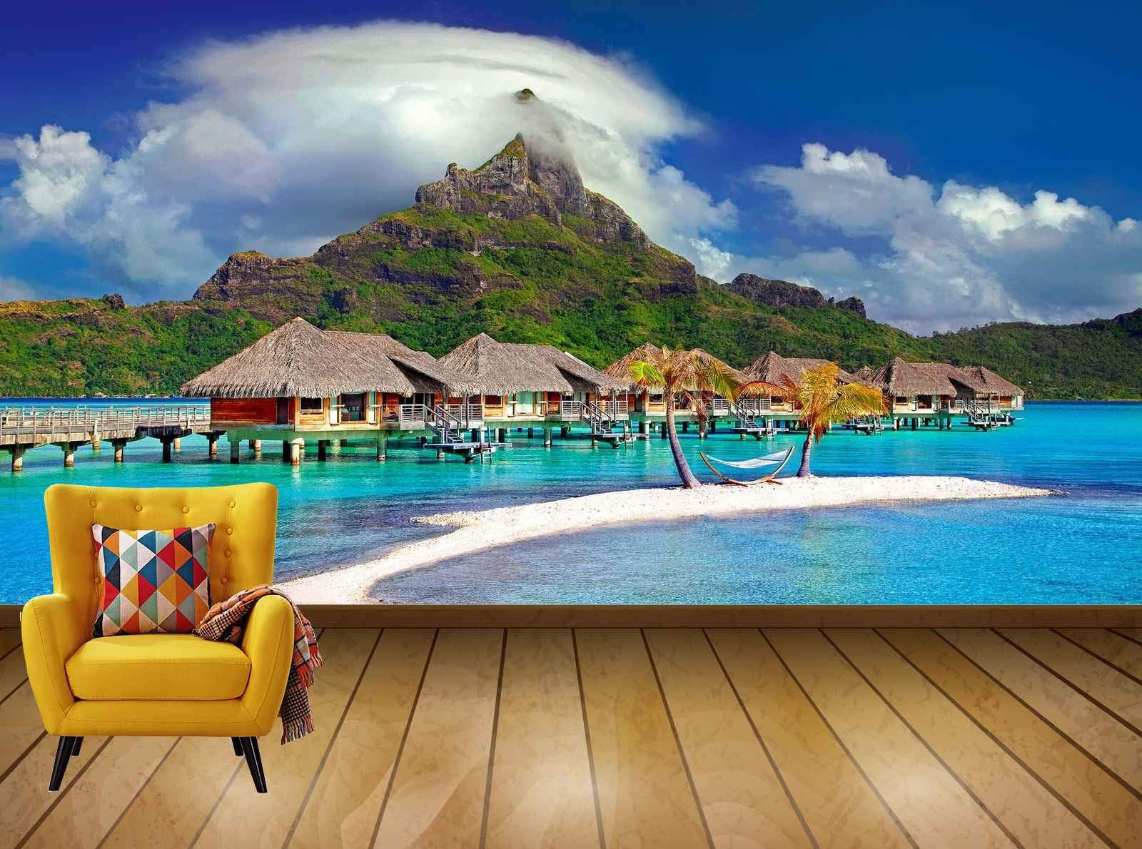 1600x1190 Avikalp Exclusive Awi7465 Bora Bora Island Caribbean Tahiti Polynesia HD Wallpaper(365cm x 304cm) : Amazon.in: Home Improvement