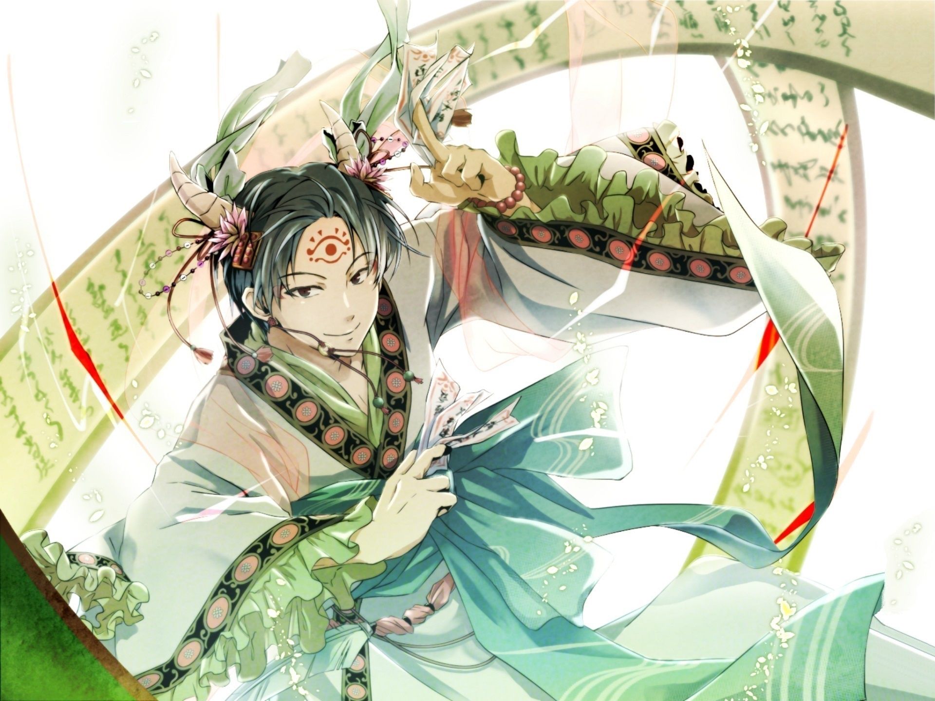 1920x1440 Wallpaper magic, the demon, horns, spell, scroll, print, Hoozuki no Reitetsu, youkai for mobile and desktop, section сёнэн, resolution 1920x1440