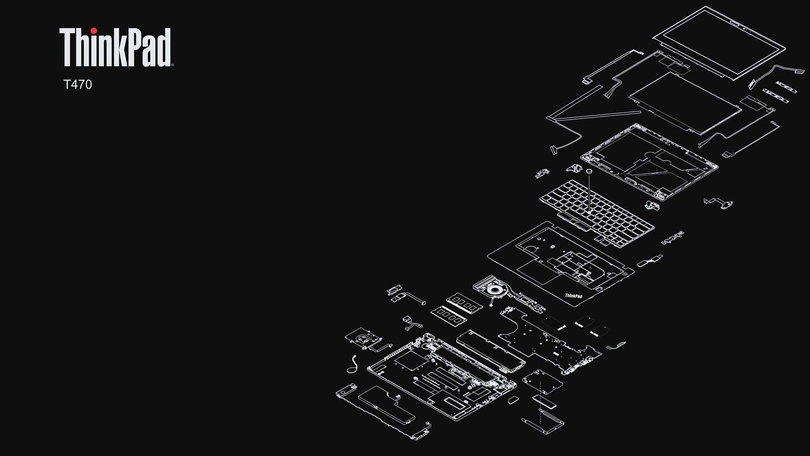 1600x900 T470 Exploded Wallpaper in 4k