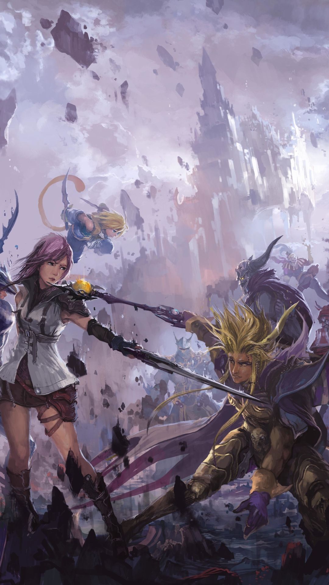 1080x1920 Phone wallpaper: Final Fantasy, Video Game, Dissidia 012: Final Fantasy, Lightning (Final Fantasy), Cloud Strife, Sephiroth (Final Fantasy), Tifa Lockhart, Kain Highwind, Warrior Of Light (Final Fantasy), Squall Leonhart, Terra Branford, Firion (