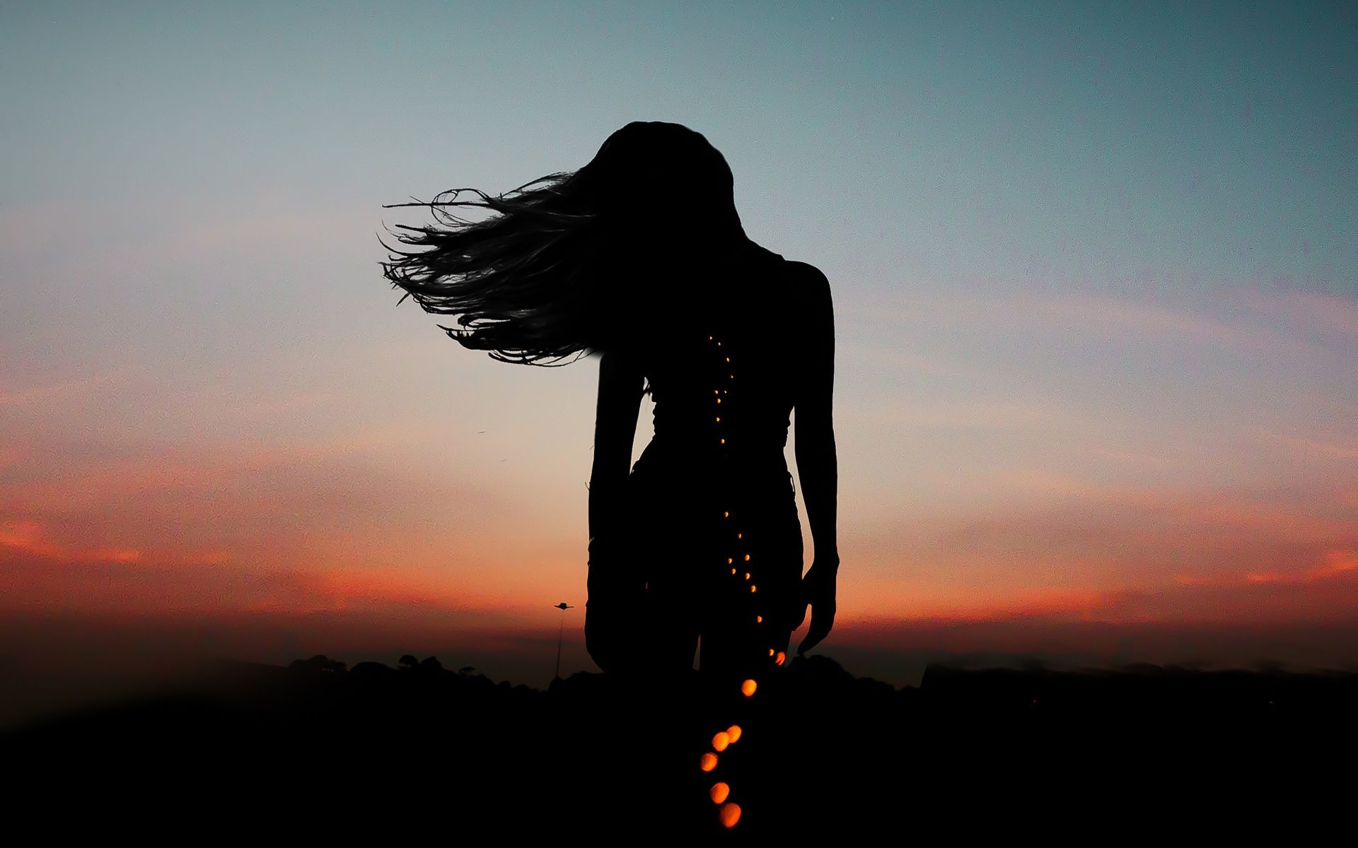 1920x1200 Girl Wallpaper 4K, Aesthetic, Silhouette, Mood