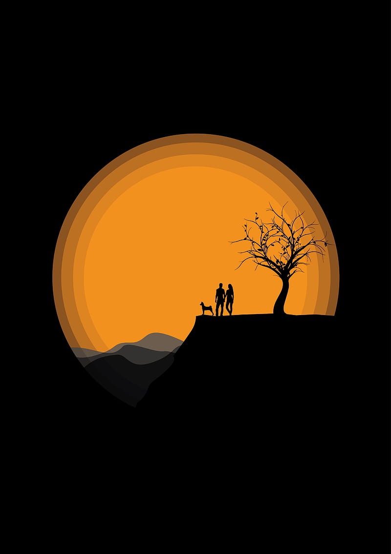 800x1131 Silhouettes Couple Near Moon, HD phone wallpaper