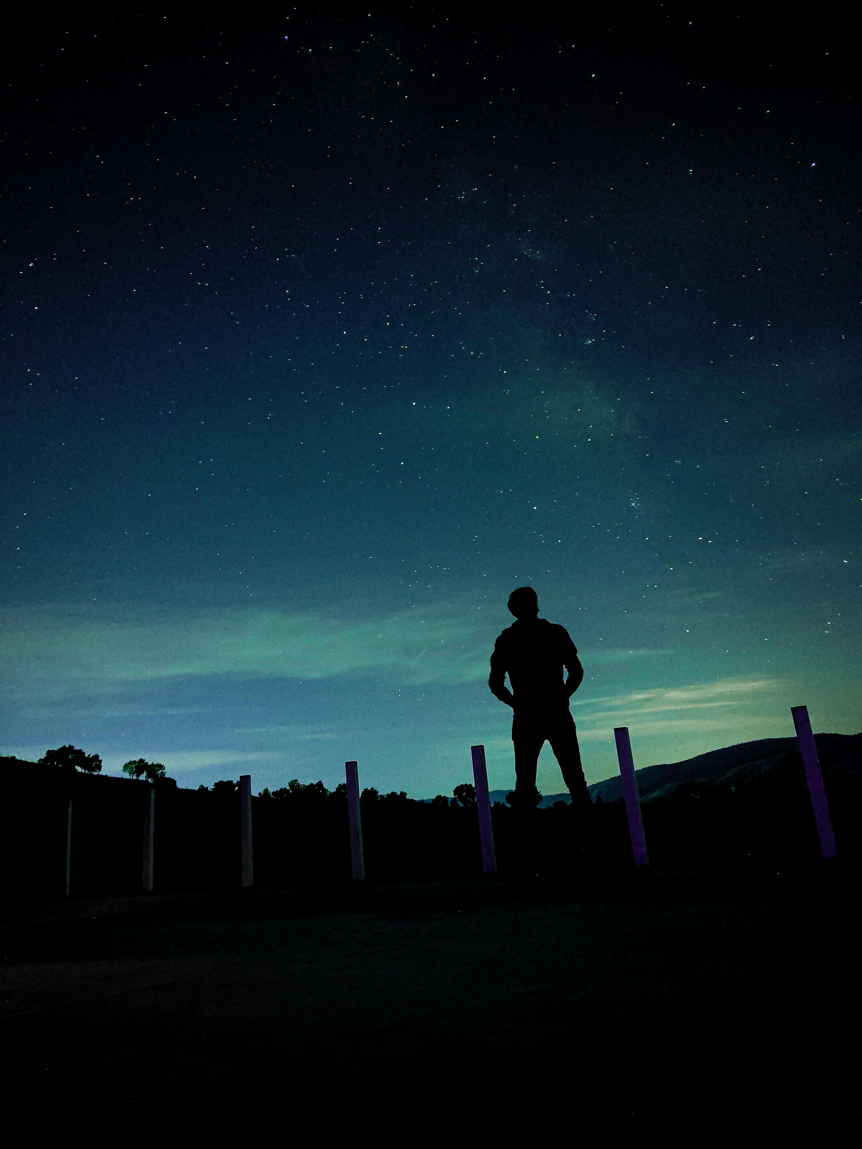 3000x4000 Silhouette at Night Under Starry Sky · Free