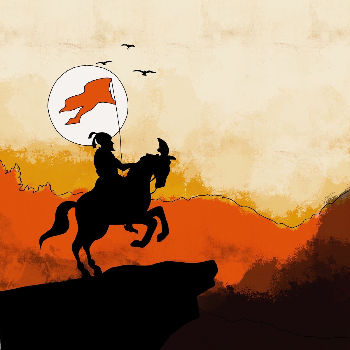 1200x1200 Chhatrapati Shivaji Maharaj Silhouette Painting Wallpaper for Wall®