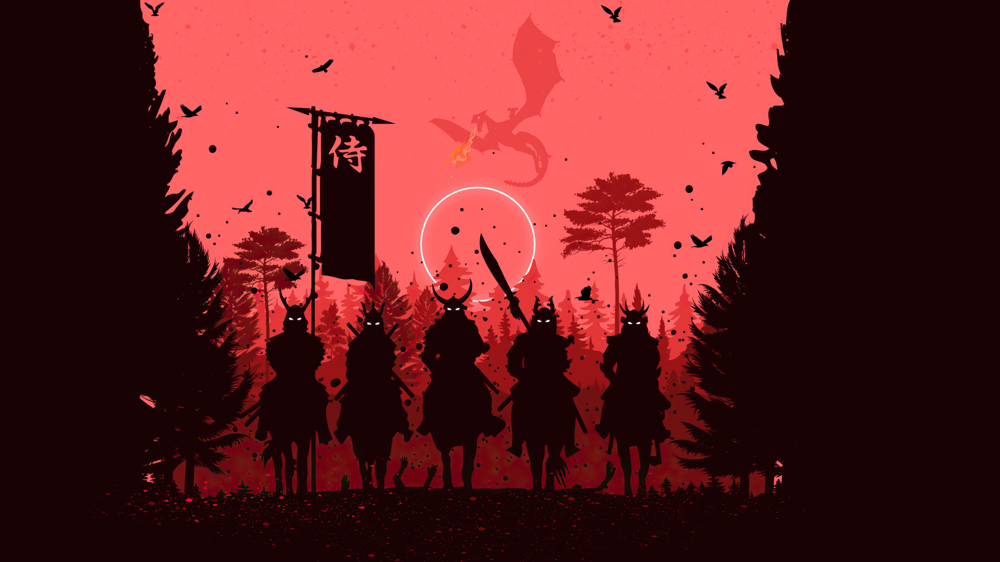 3840x2160 Samurai Silhouette Wallpaper 4K HD PC a