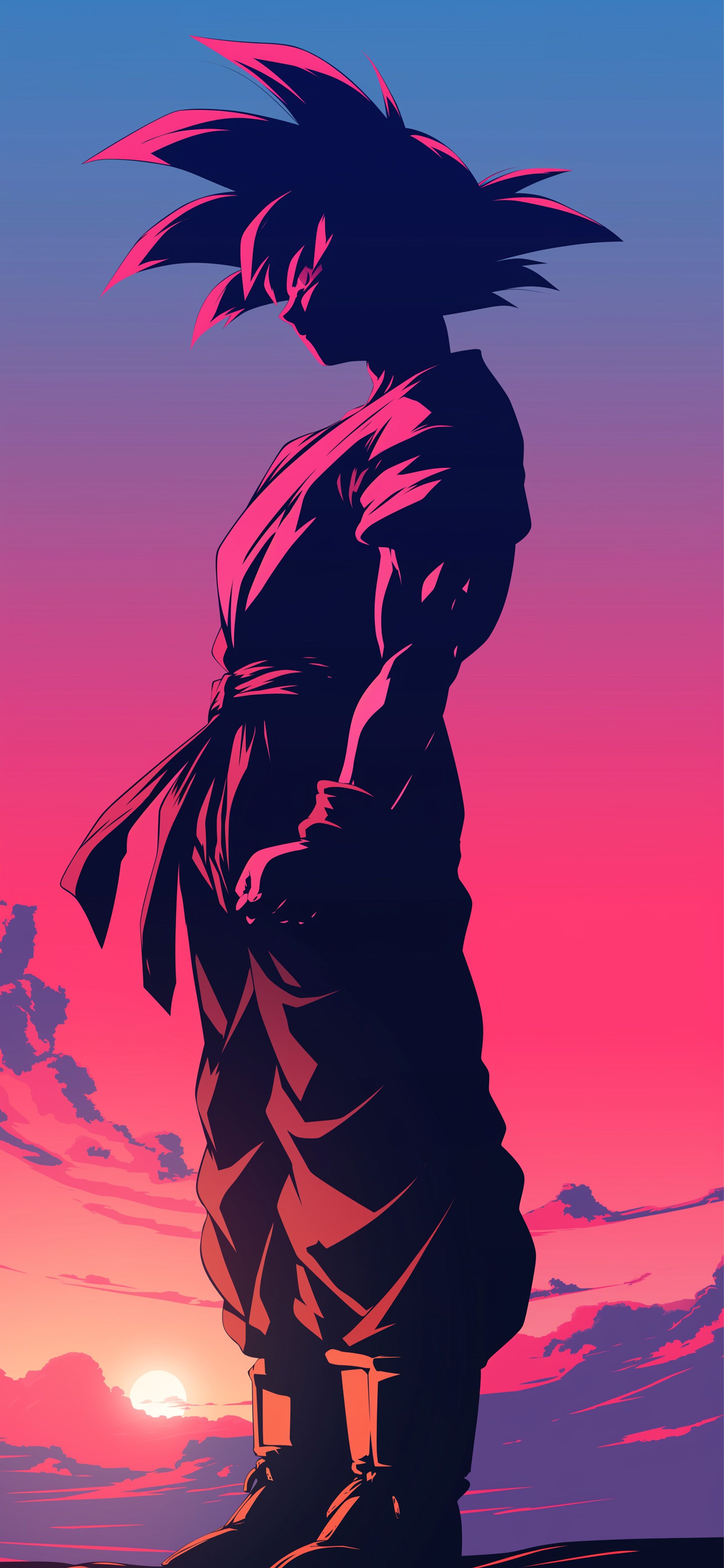 2000x4329 Dragon Ball Goku Sunset Silhouette Wallpaper