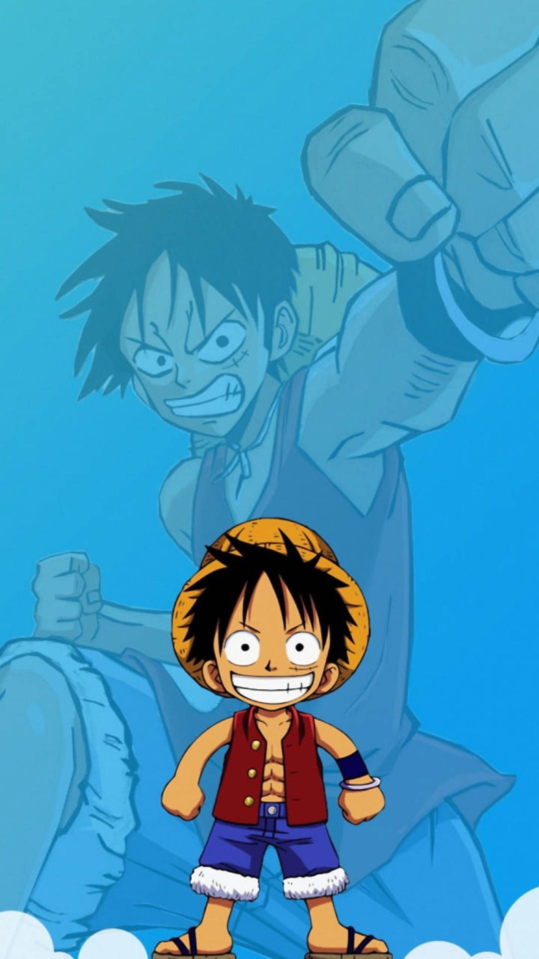 1080x1920 Download Cute Blue Luffy Aesthetic Wallpaper