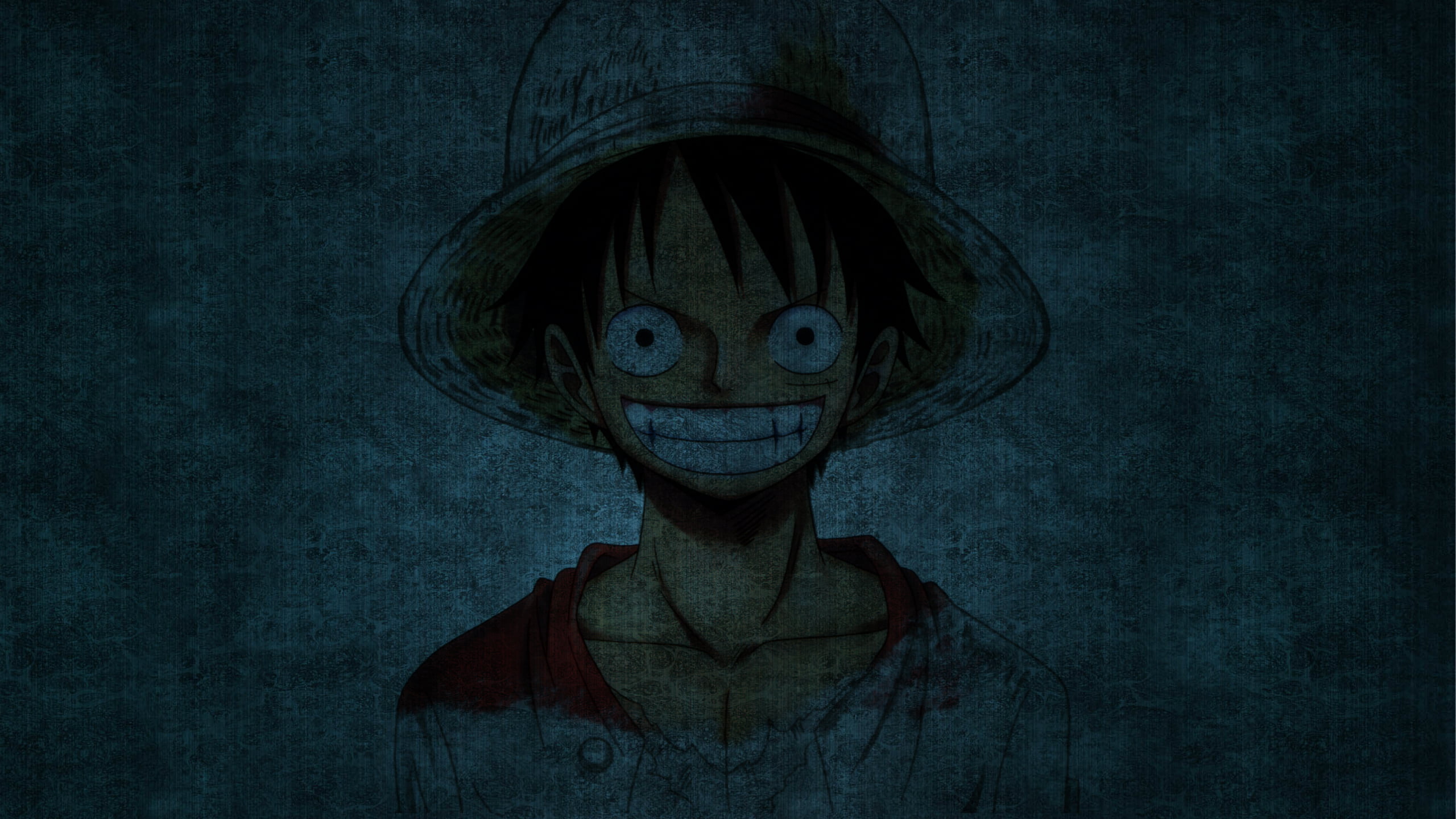 2560x1440 One Piece Monkey D Luffy illustration, Monkey D. Luffy, One Piece, blue background, smiling HD wallpaper