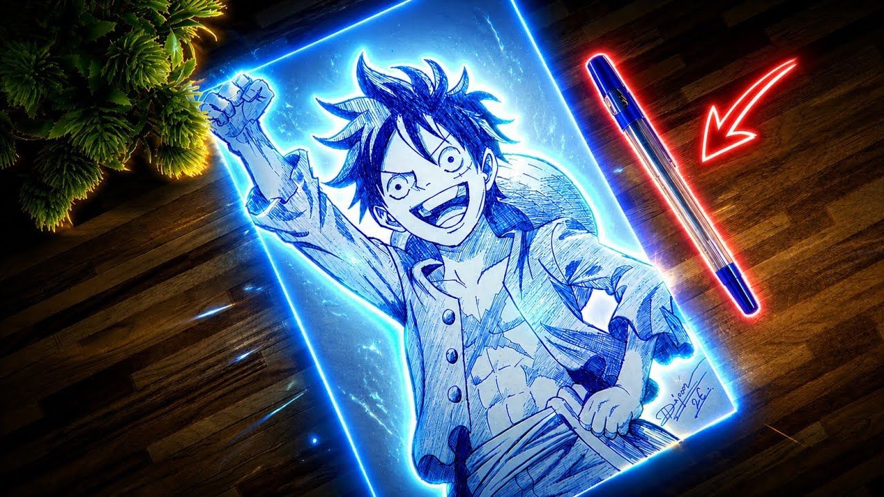 1280x720 Luffy with Blue Pen