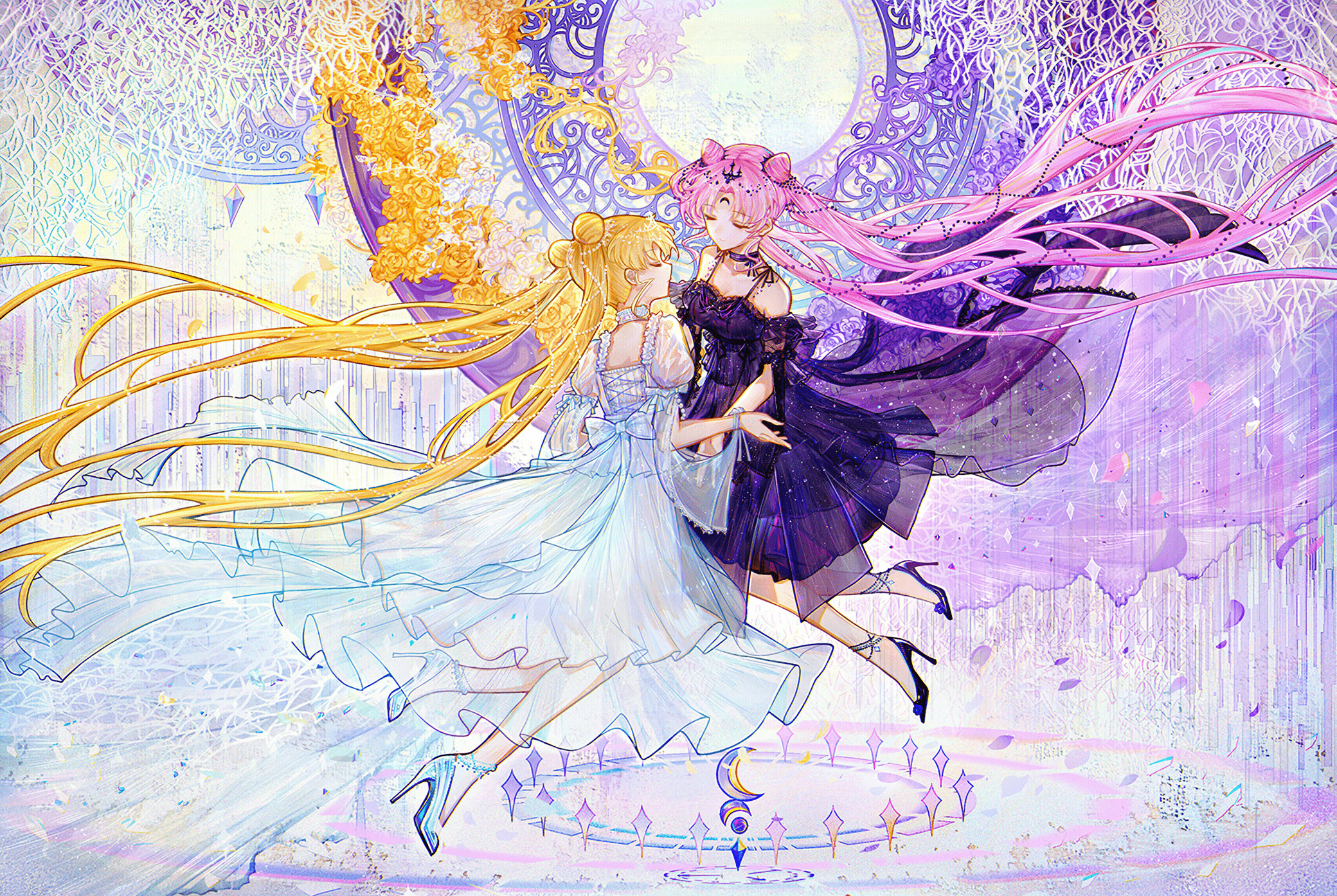 2080x1394 Sailor Moon Sisters: Chibiusa & Usagi HD Anime Wallpaper Magic by 白祈（シロキ）x1394