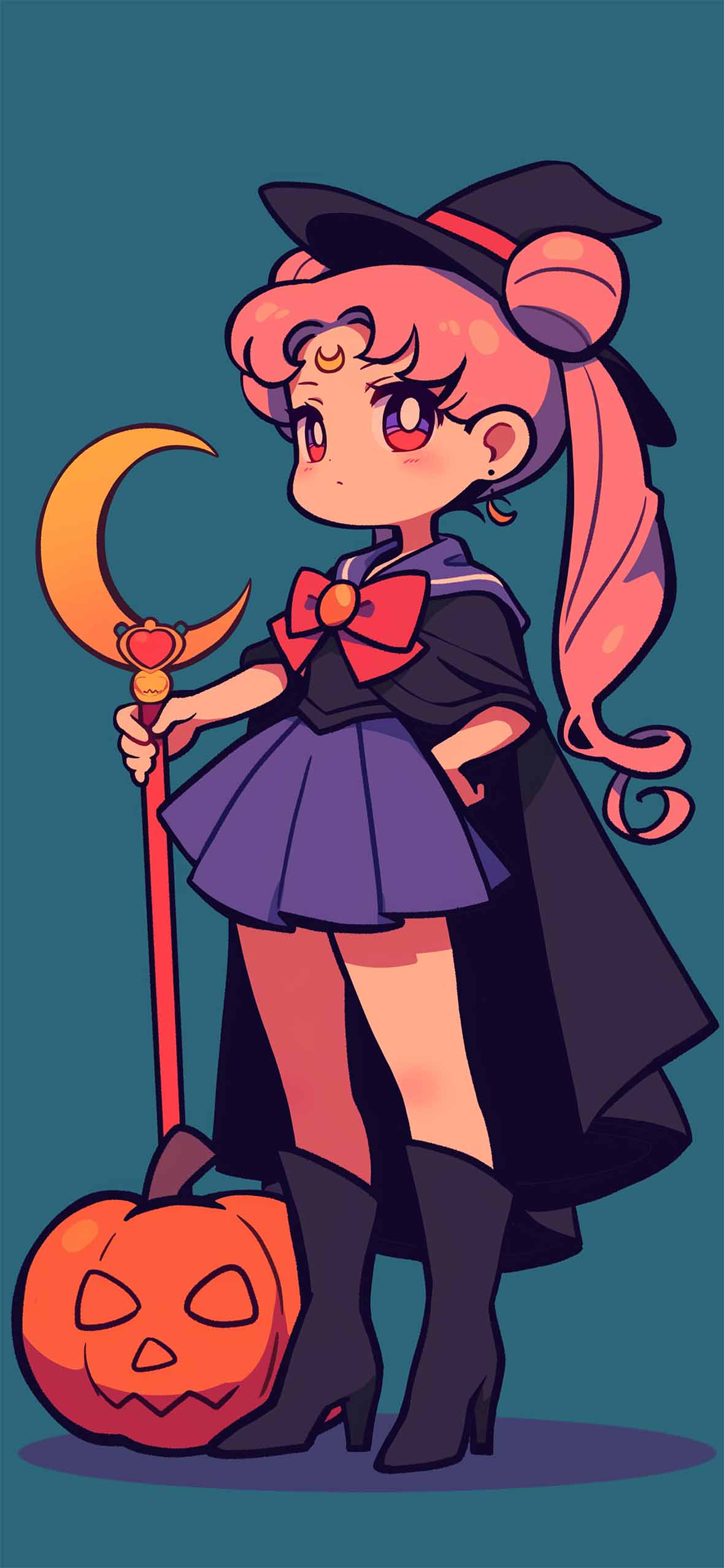 1180x2554 Chibiusa Sailor Moon Halloween Witch Wallpaper