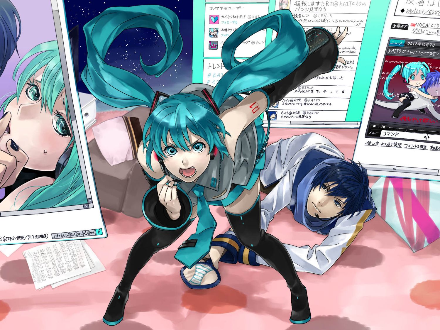 1500x1125 Phone wallpaper: Anime, Vocaloid, Hatsune Miku, Kaito (Vocaloid) 547429
