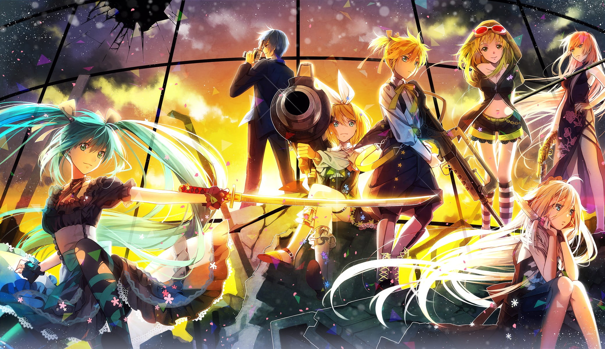 2080x1200 Vocaloid wallpaper, Vocaloid, Hatsune Miku, Kaito, Kagamine Len HD wallpaper