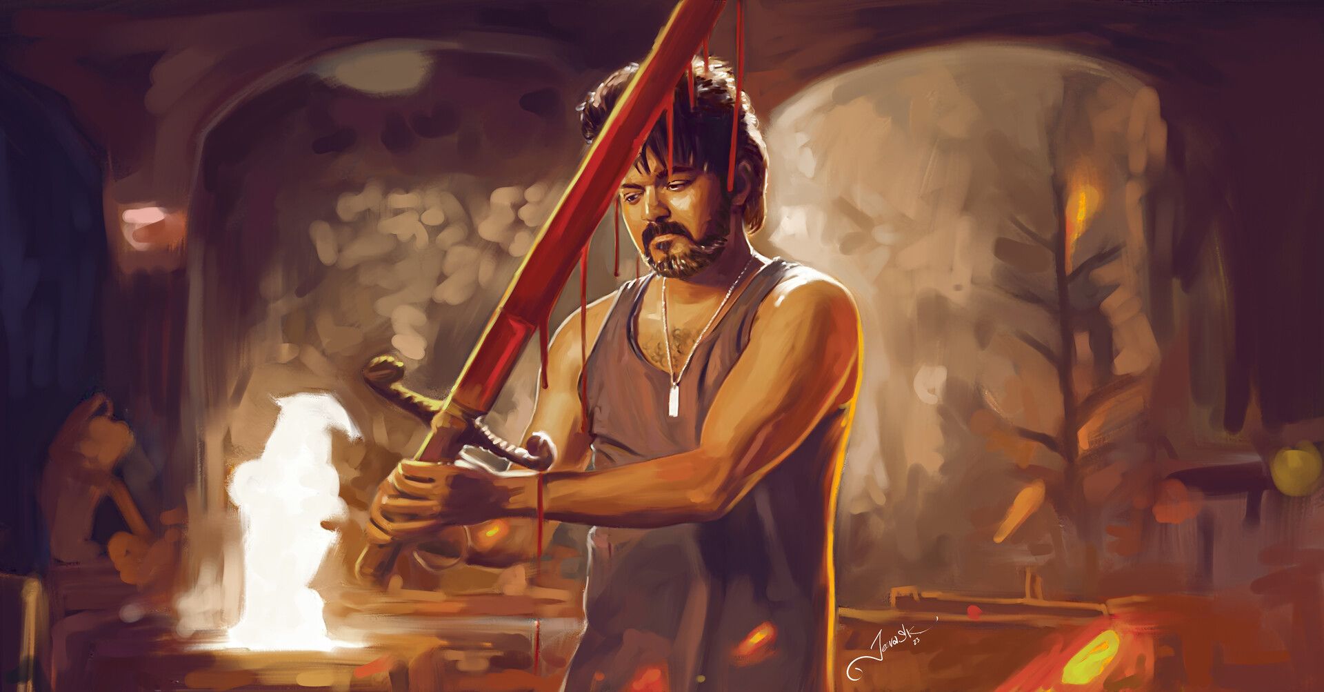 1920x1003 Leo Movie Thalapathy Vijay Painting 2023 #Leo #LokeshKanagaraj #lokeshcinematicuniverse