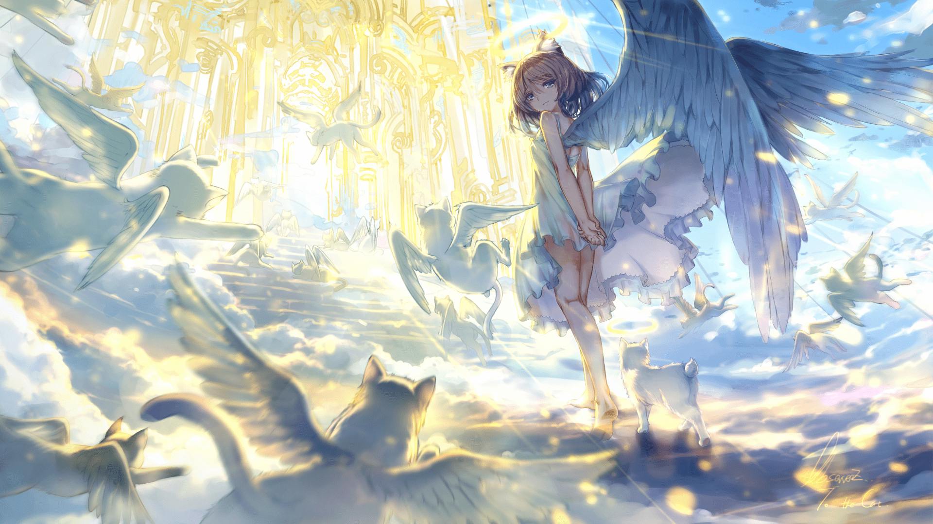 1920x1080 Heavenly Anime Angel HD Wallpaper