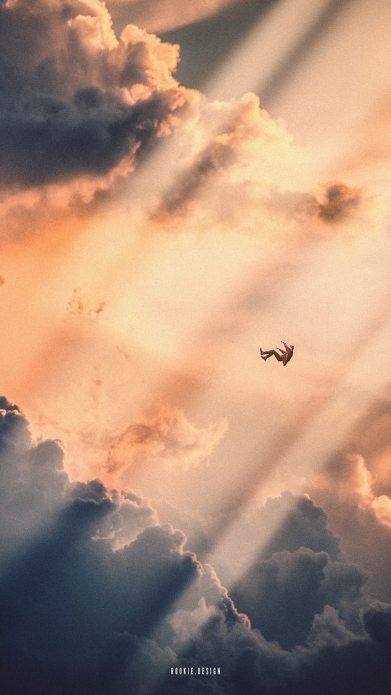 800x1421 Falling, anime, calm, drowning, heaven, lonely, moody, pastel, sad, sky, HD phone wallpaper
