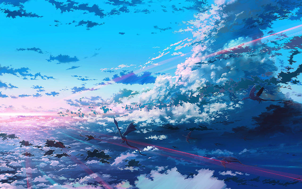 1280x800 Heaven, scenery and background anime on